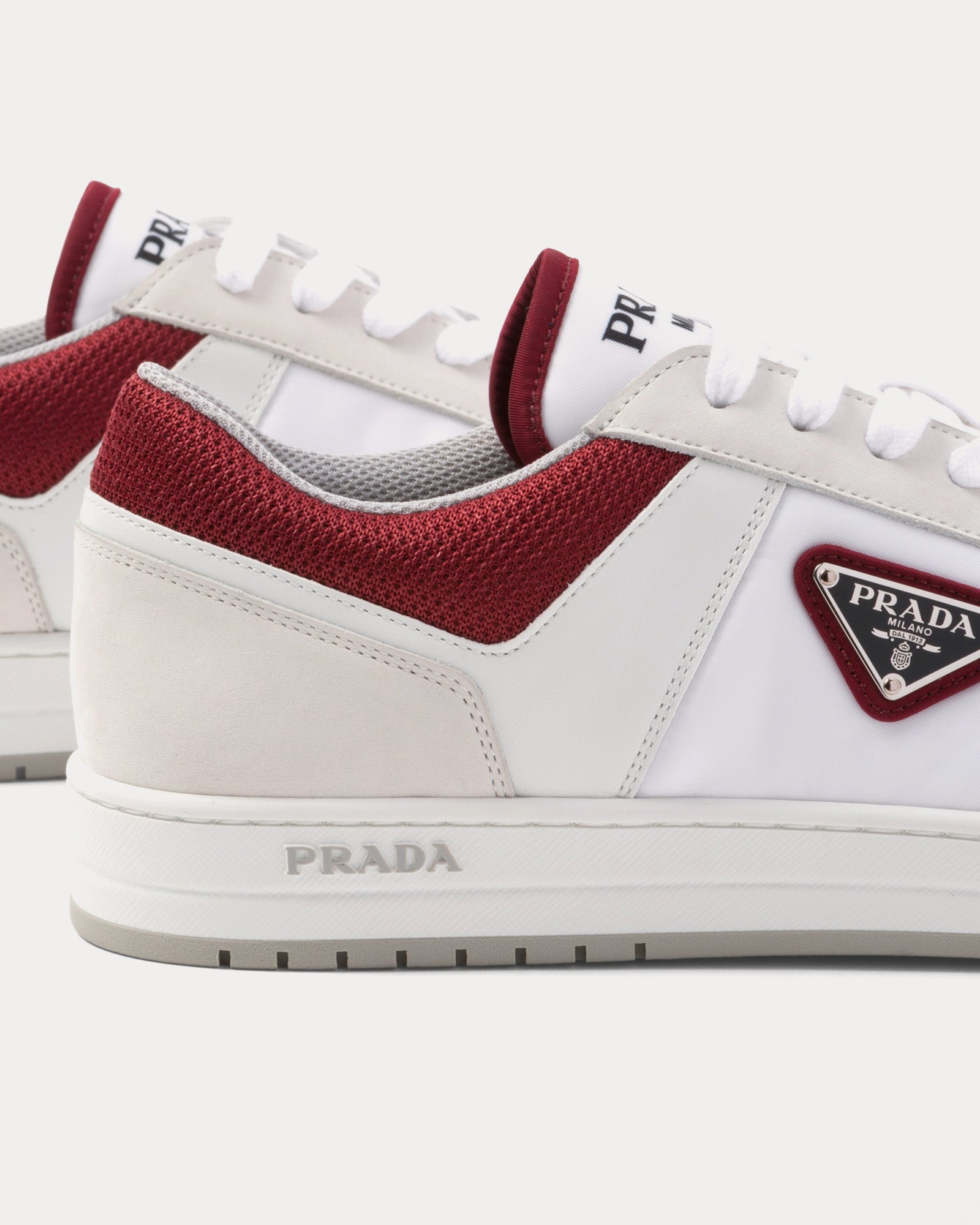 Prada Downtown Re-Nylon White / Garnet Low Top Sneakers - 4