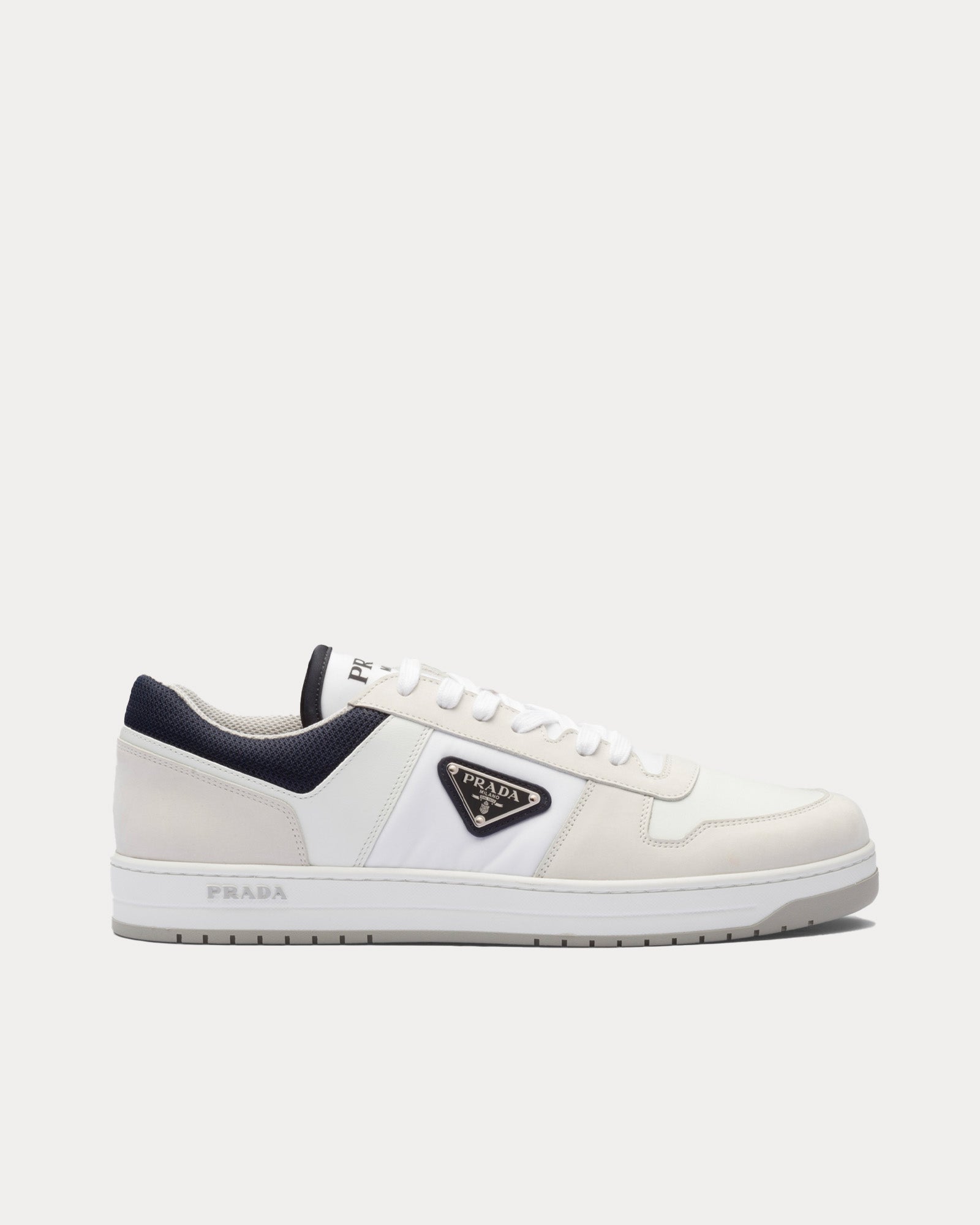 Prada Downtown Re-Nylon White / Ultramarine Blue Low Top Sneakers - 1