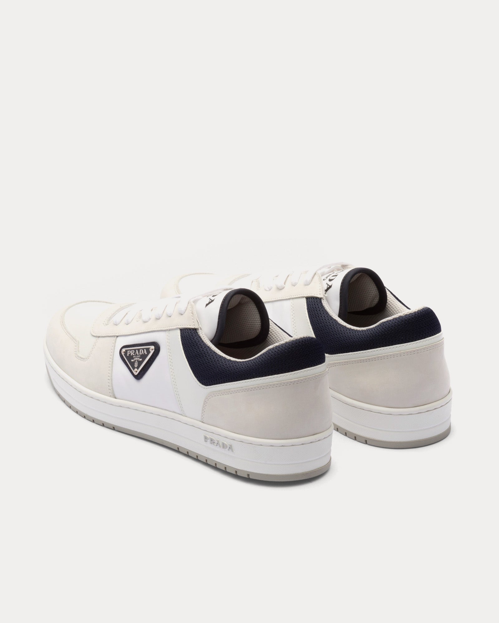 Prada Downtown Re-Nylon White / Ultramarine Blue Low Top Sneakers - 3