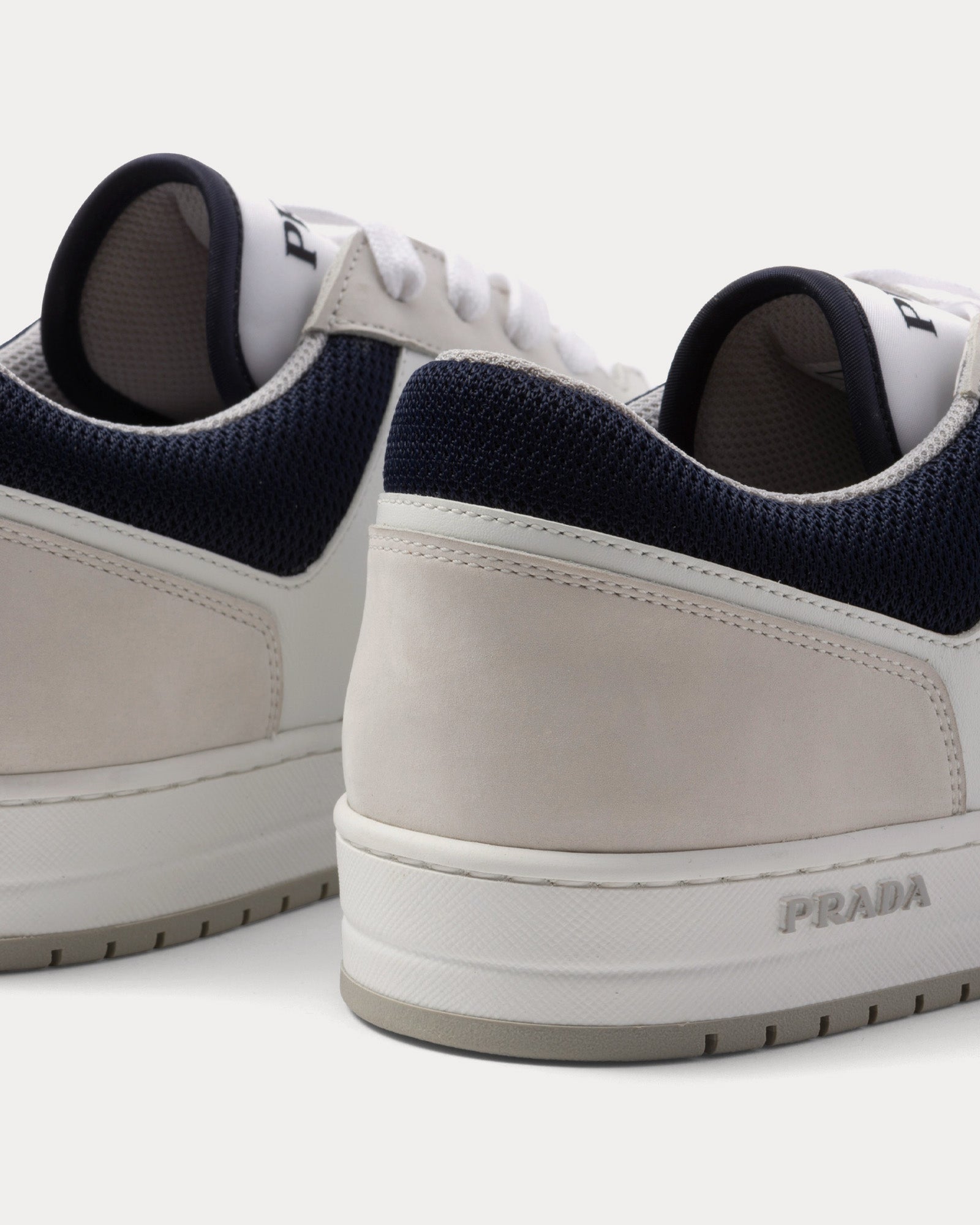 Prada Downtown Re-Nylon White / Ultramarine Blue Low Top Sneakers - 4