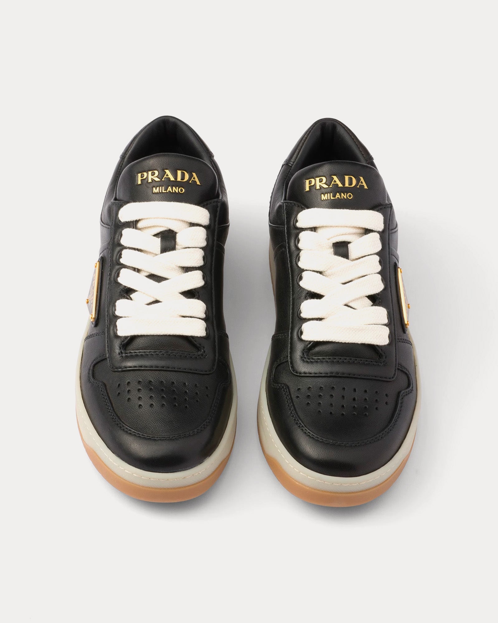 Prada Downtown Nappa Leather Black Low Top Sneakers - 2