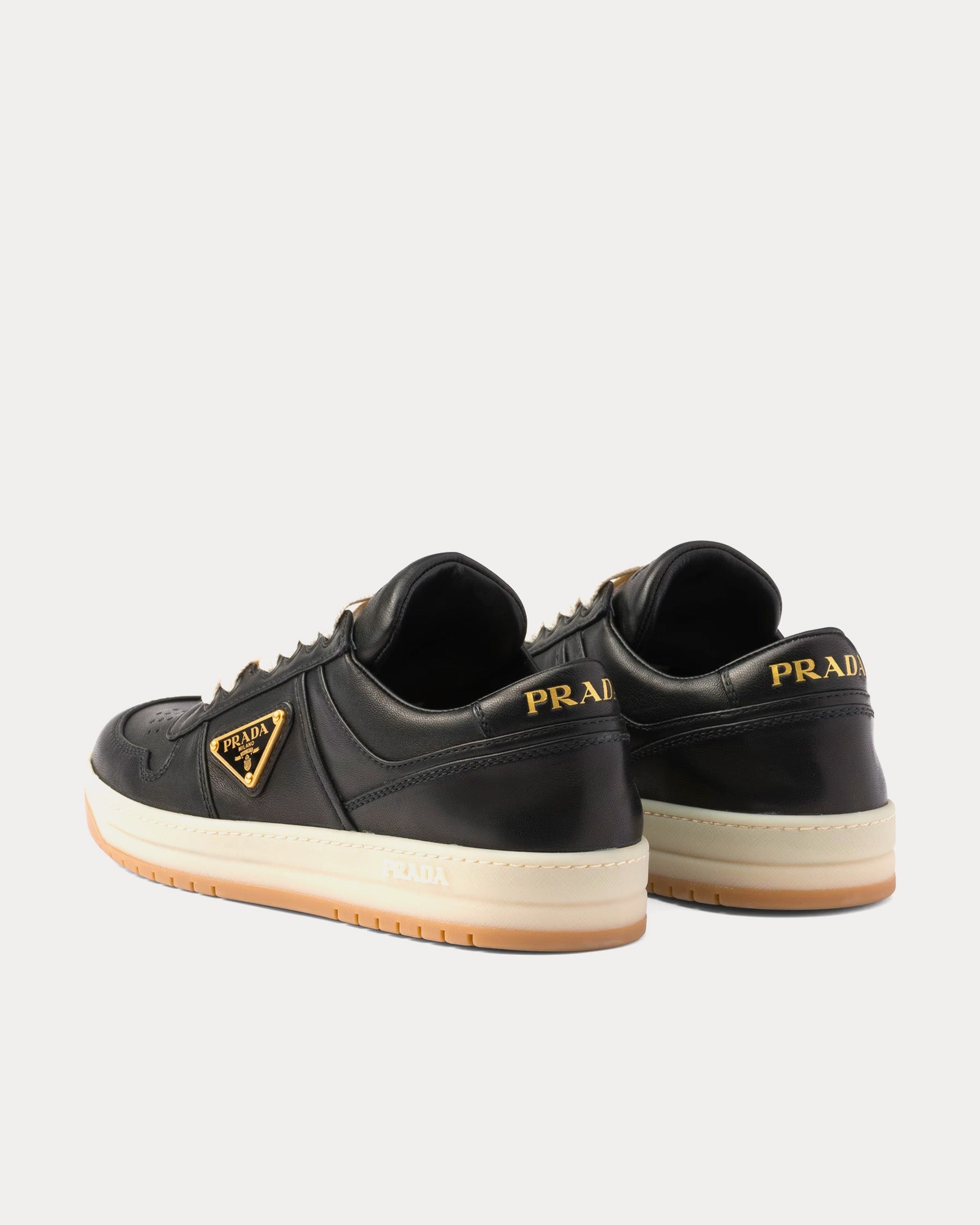 Prada Downtown Nappa Leather Black Low Top Sneakers - 3