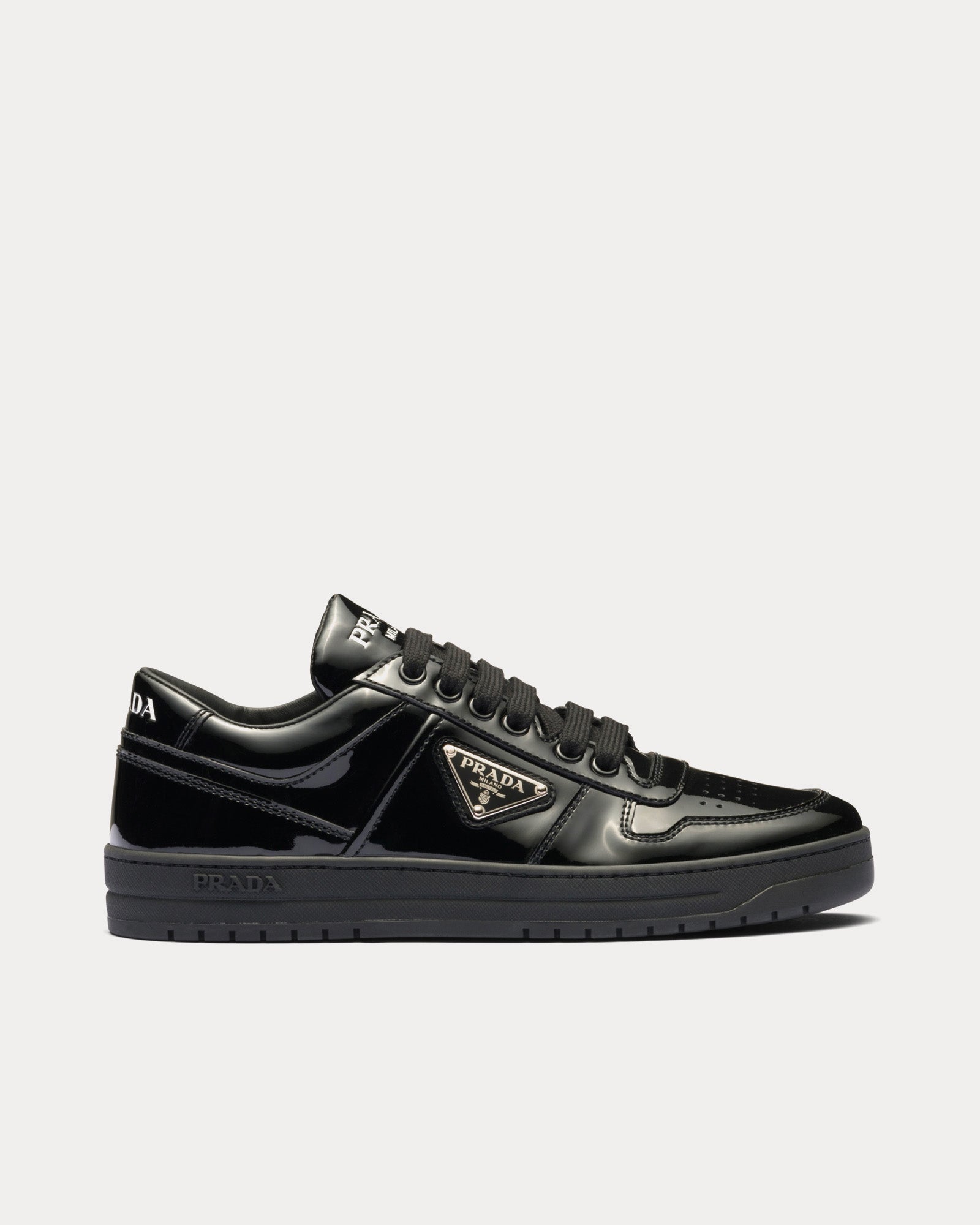 Prada Downtown Patent Leather Black Low Top Sneakers Sneak in Peace