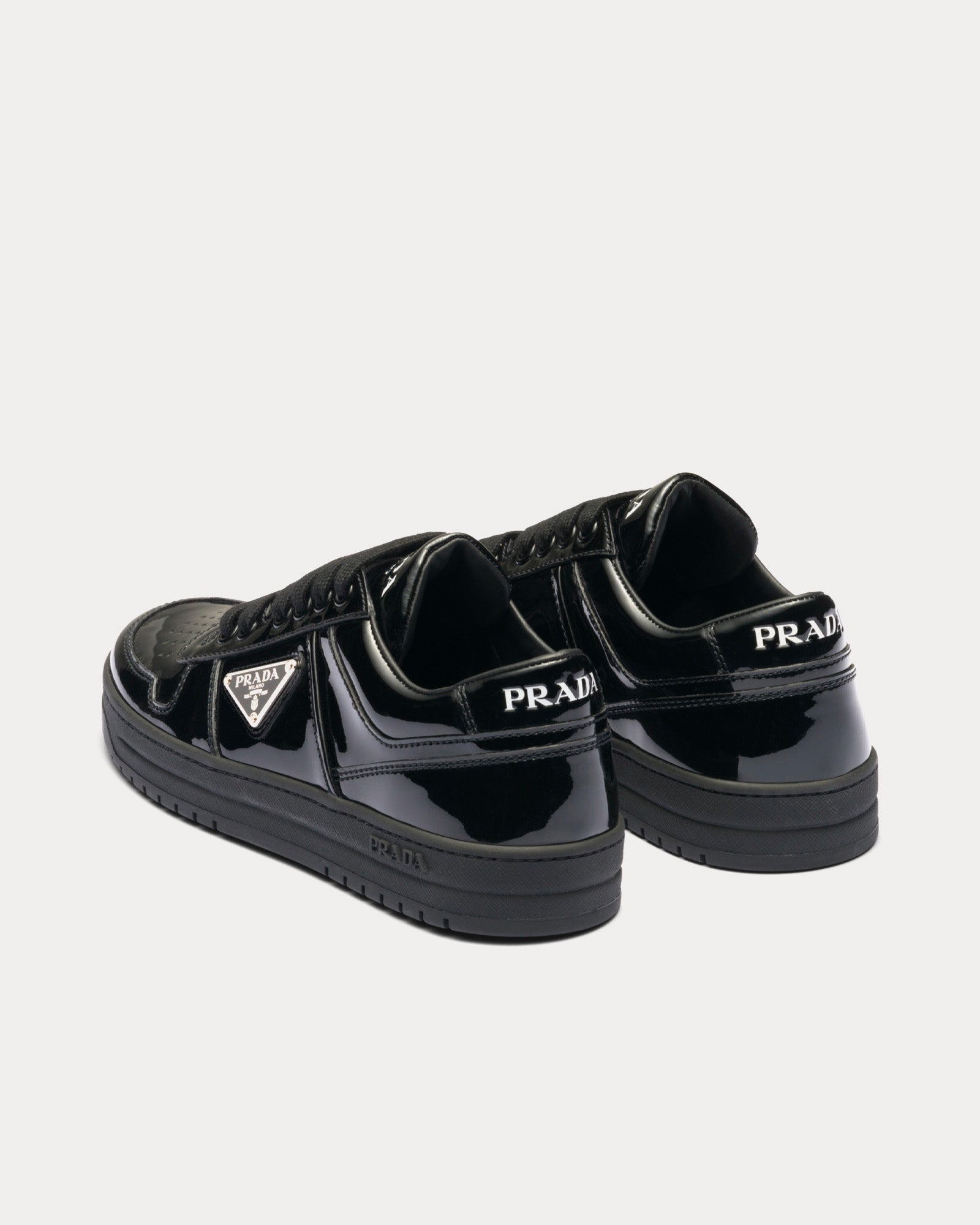 Prada Downtown Patent Leather Black Low Top Sneakers Sneak in Peace