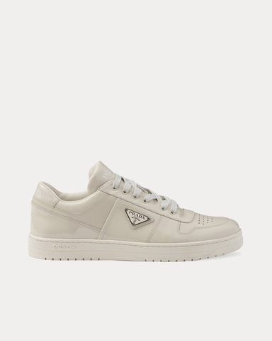 Prada Downtown Patent Leather Alabaster Low Top Sneakers