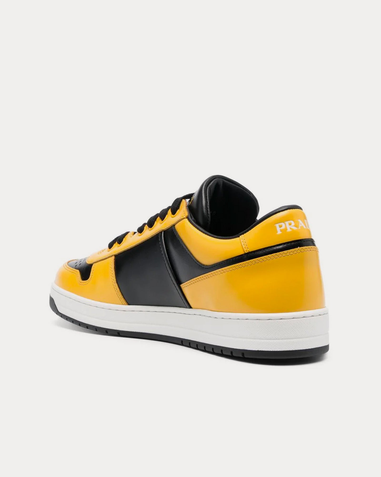 Prada Downtown Leather Banana Yellow / Black Low Top Sneakers - 4