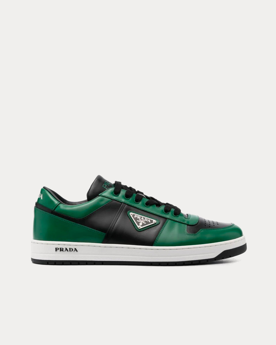 Prada Downtown Leather Lime Green / Black Low Top Sneakers - Sneak in Peace