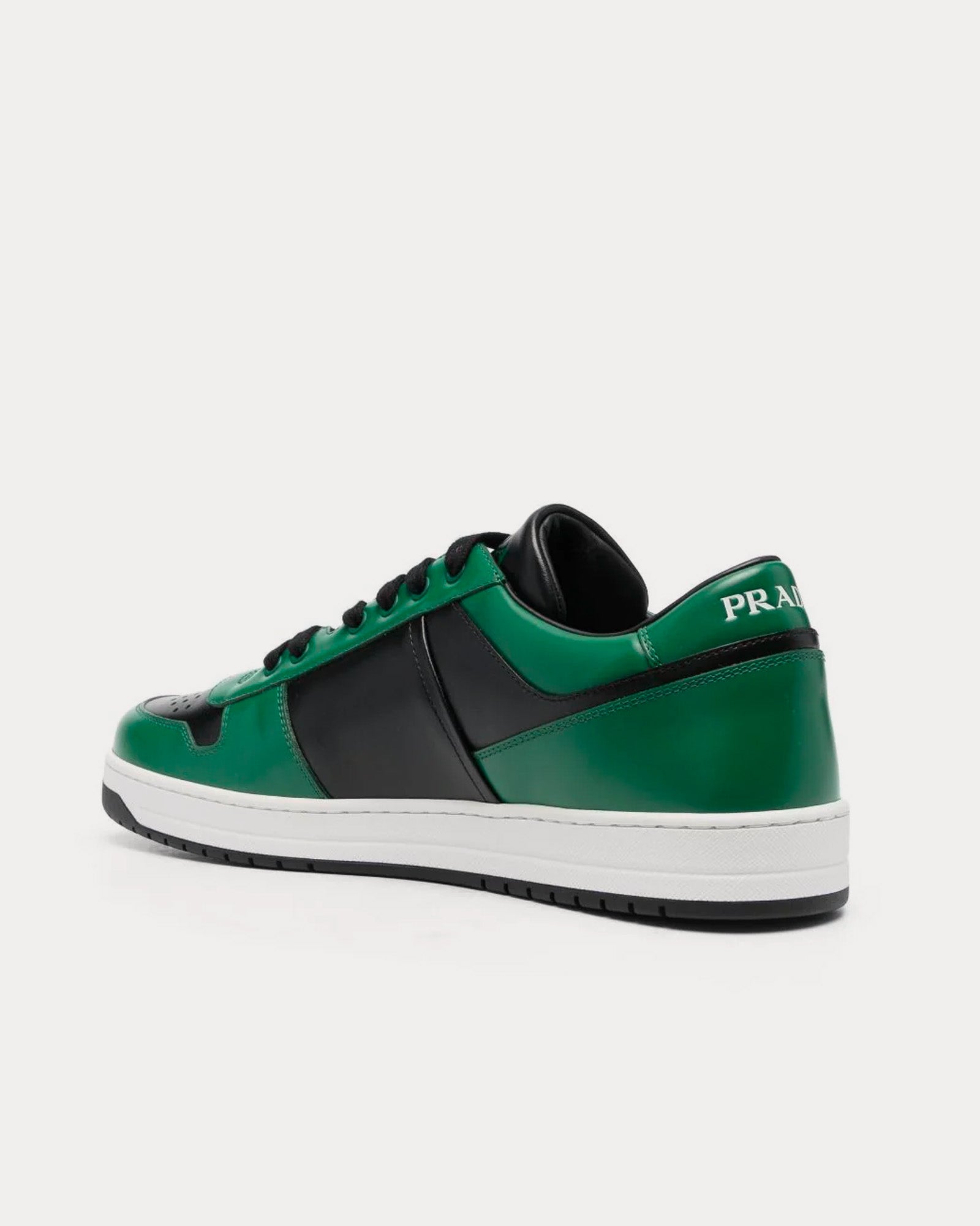 Prada Downtown Leather Lime Green Black Low Top Sneakers Sneak in Peace