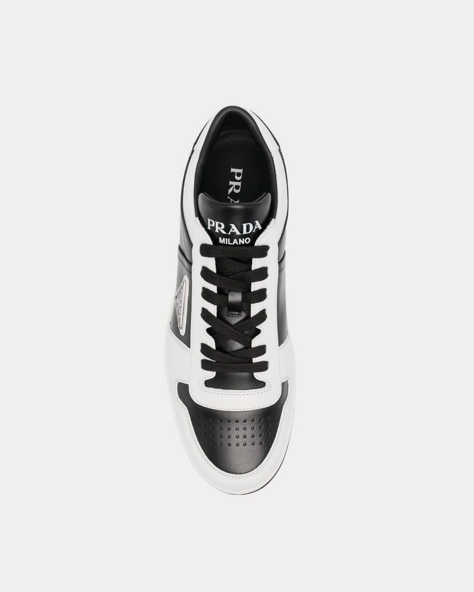 Prada Downtown Leather White / Black Low Top Sneakers - 2