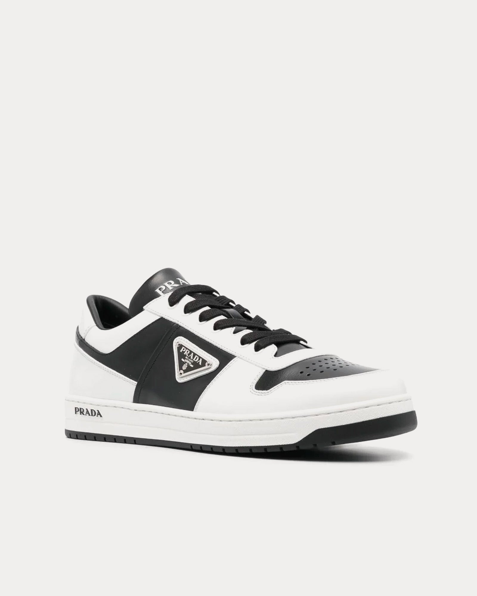 Prada Downtown Leather White / Black Low Top Sneakers - 3