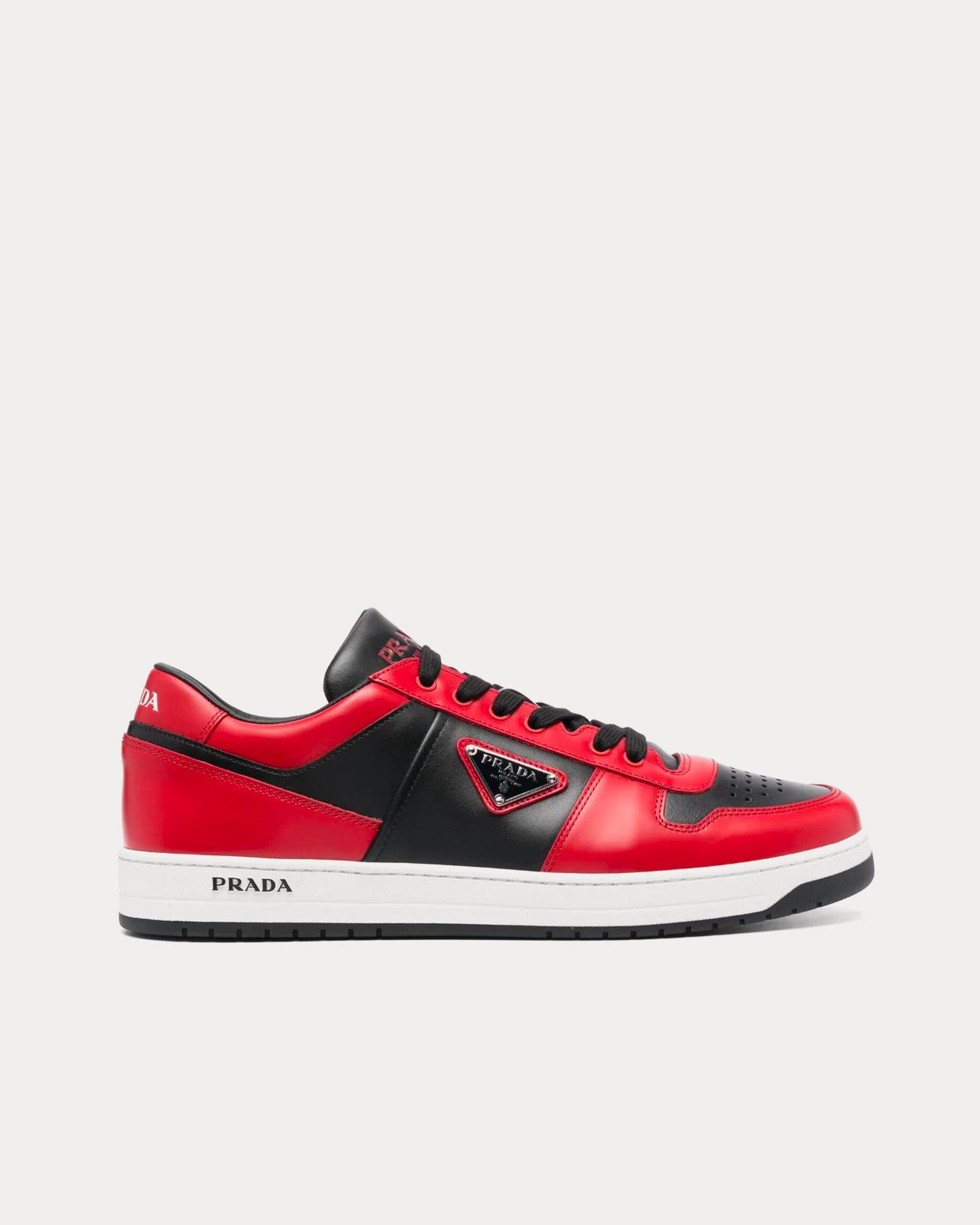 Prada Downtown Leather Red / Black Low Top Sneakers - 1