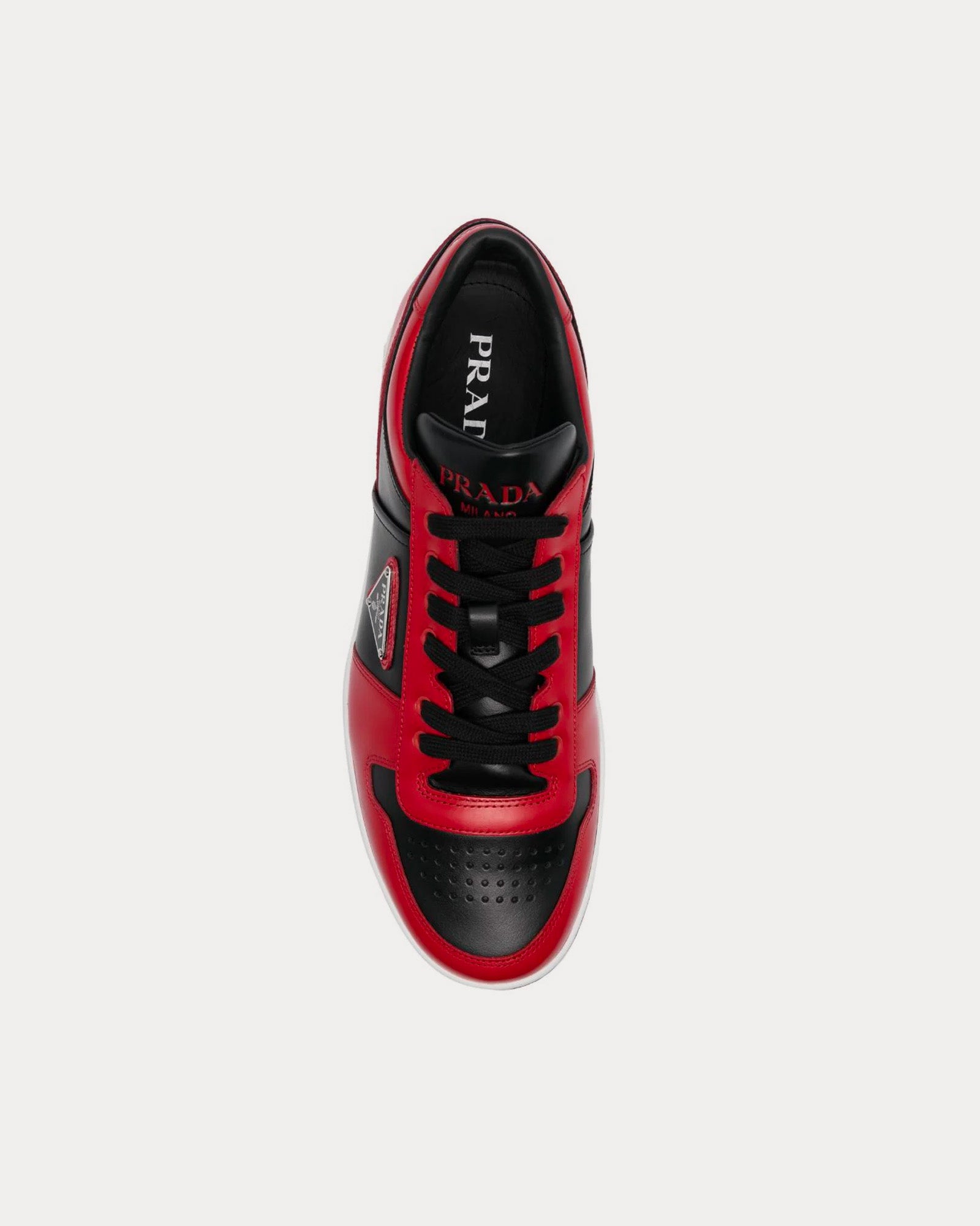 Prada Downtown Leather Red / Black Low Top Sneakers - 2