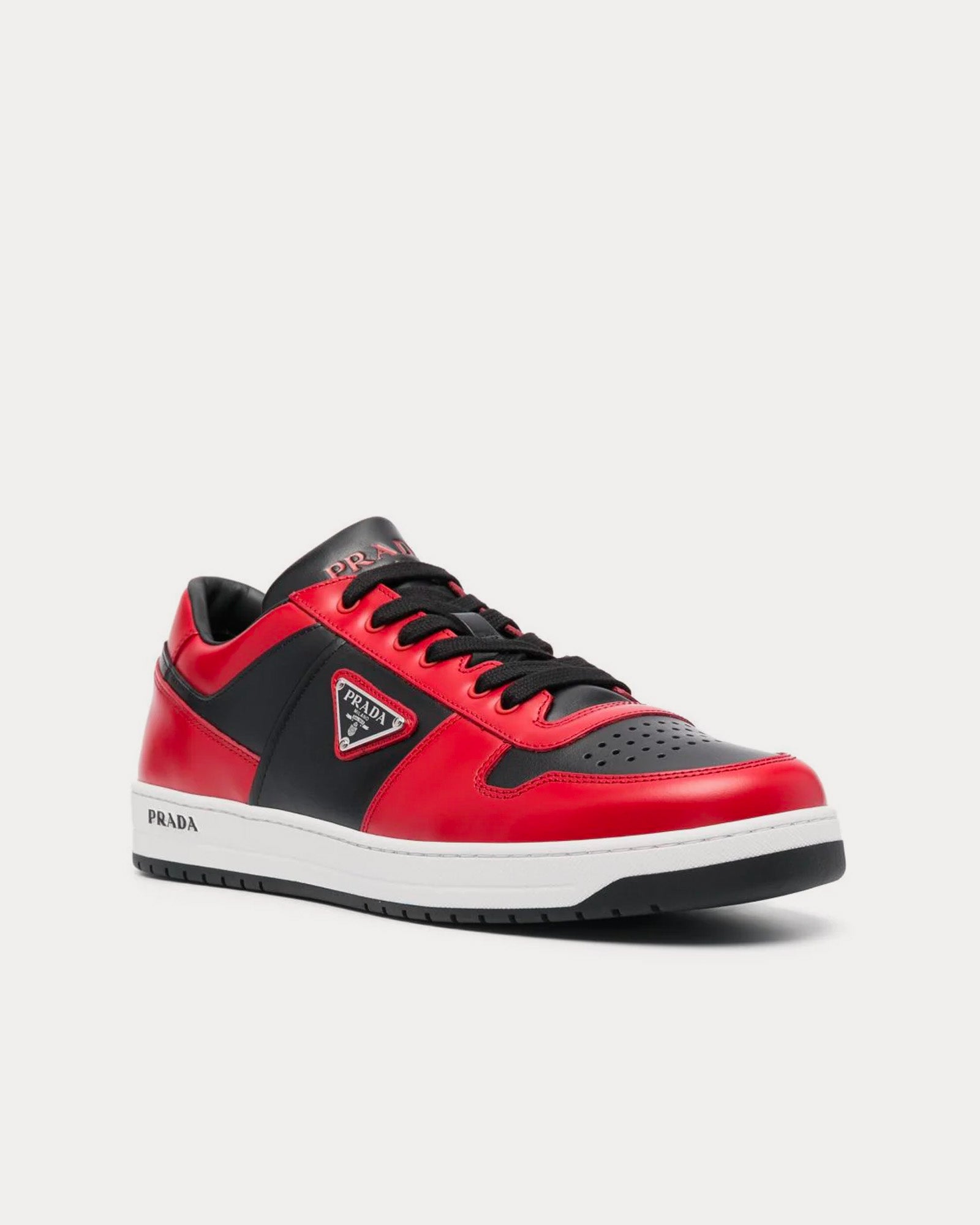 Prada Downtown Leather Red / Black Low Top Sneakers - 3