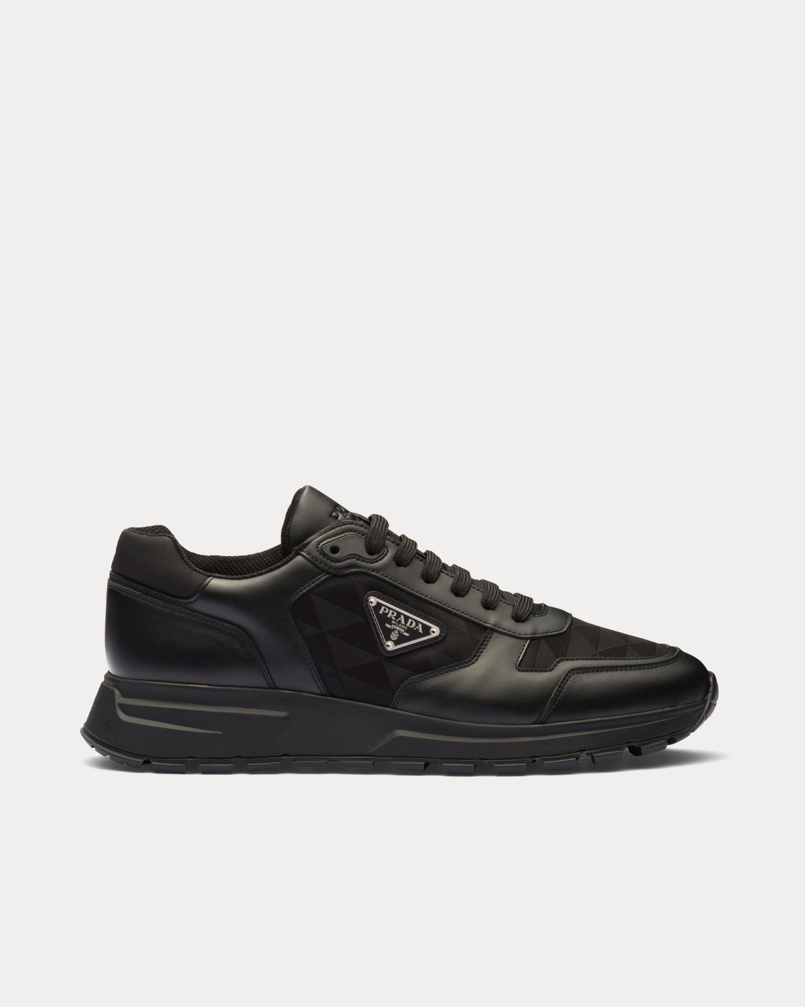 Prada Leather & Nylon Black Low Top Sneakers - 1