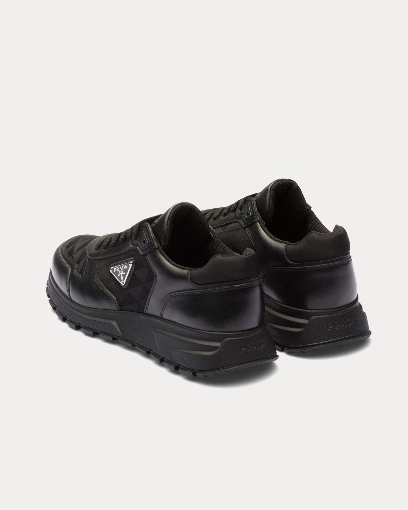 Prada Leather & Nylon Black Low Top Sneakers - 3