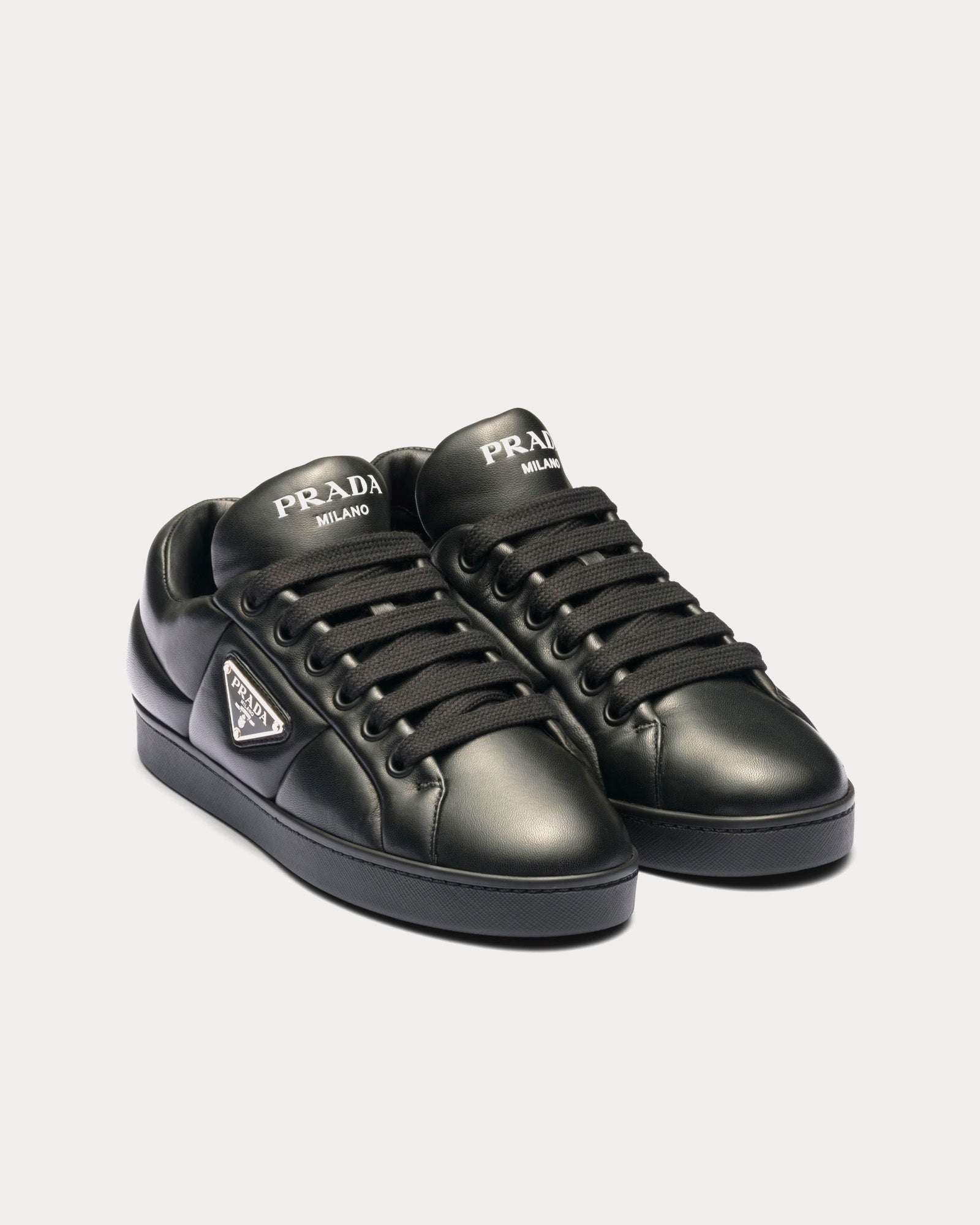 Prada Padded Nappa Leather Black Low Top Sneakers - 2