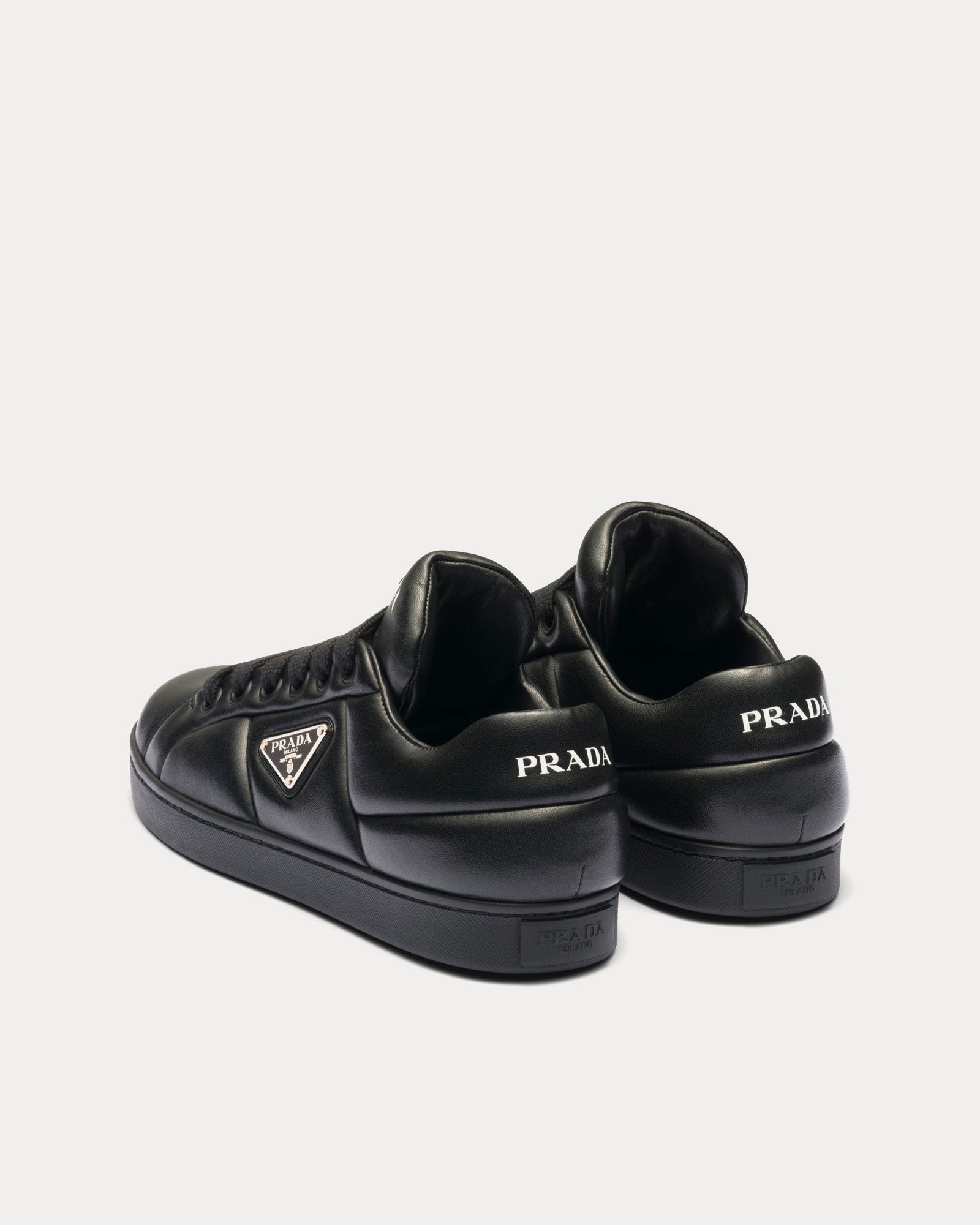 Prada Padded Nappa Leather Black Low Top Sneakers - 3