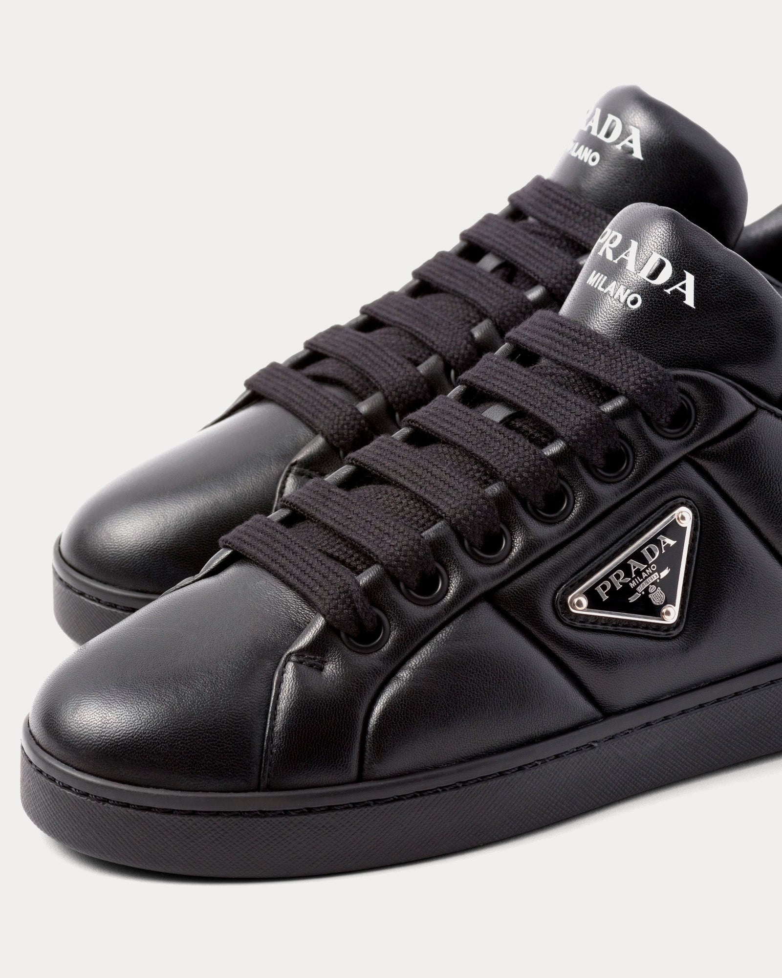 Prada Padded Nappa Leather Black Low Top Sneakers - 4