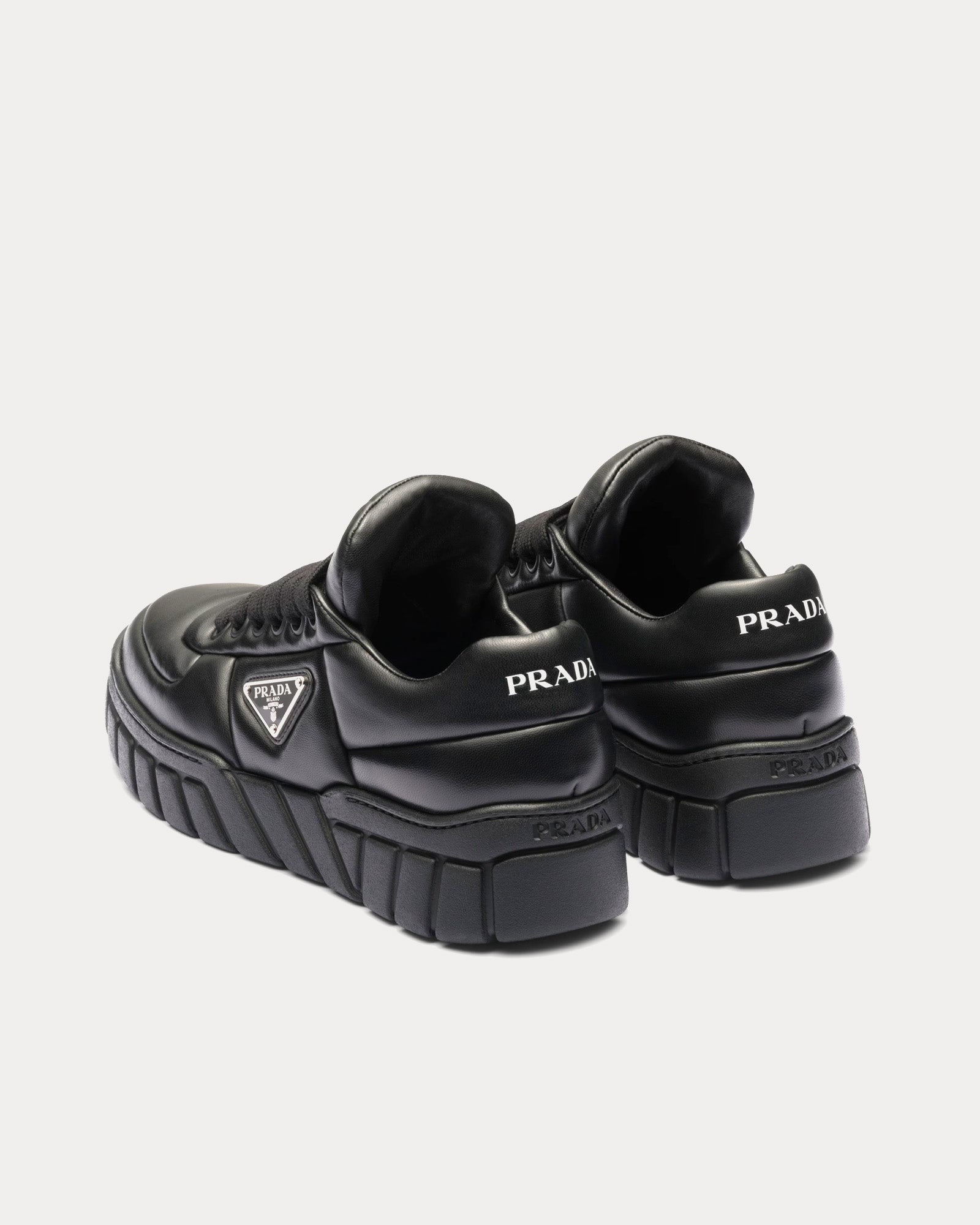 Prada Padded Nappa Leather Black Low Top Sneakers - 3