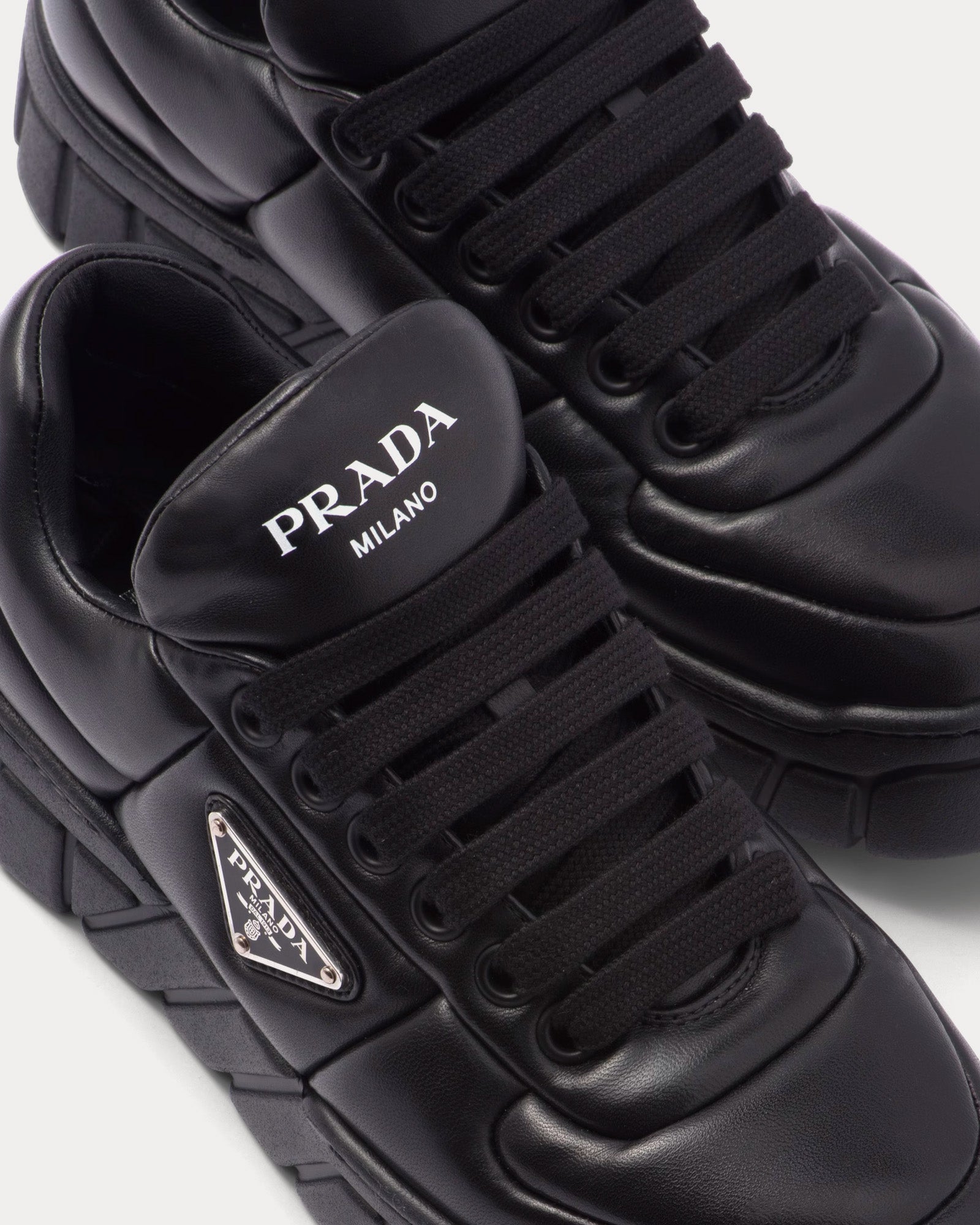 Prada Padded Nappa Leather Black Low Top Sneakers - 4