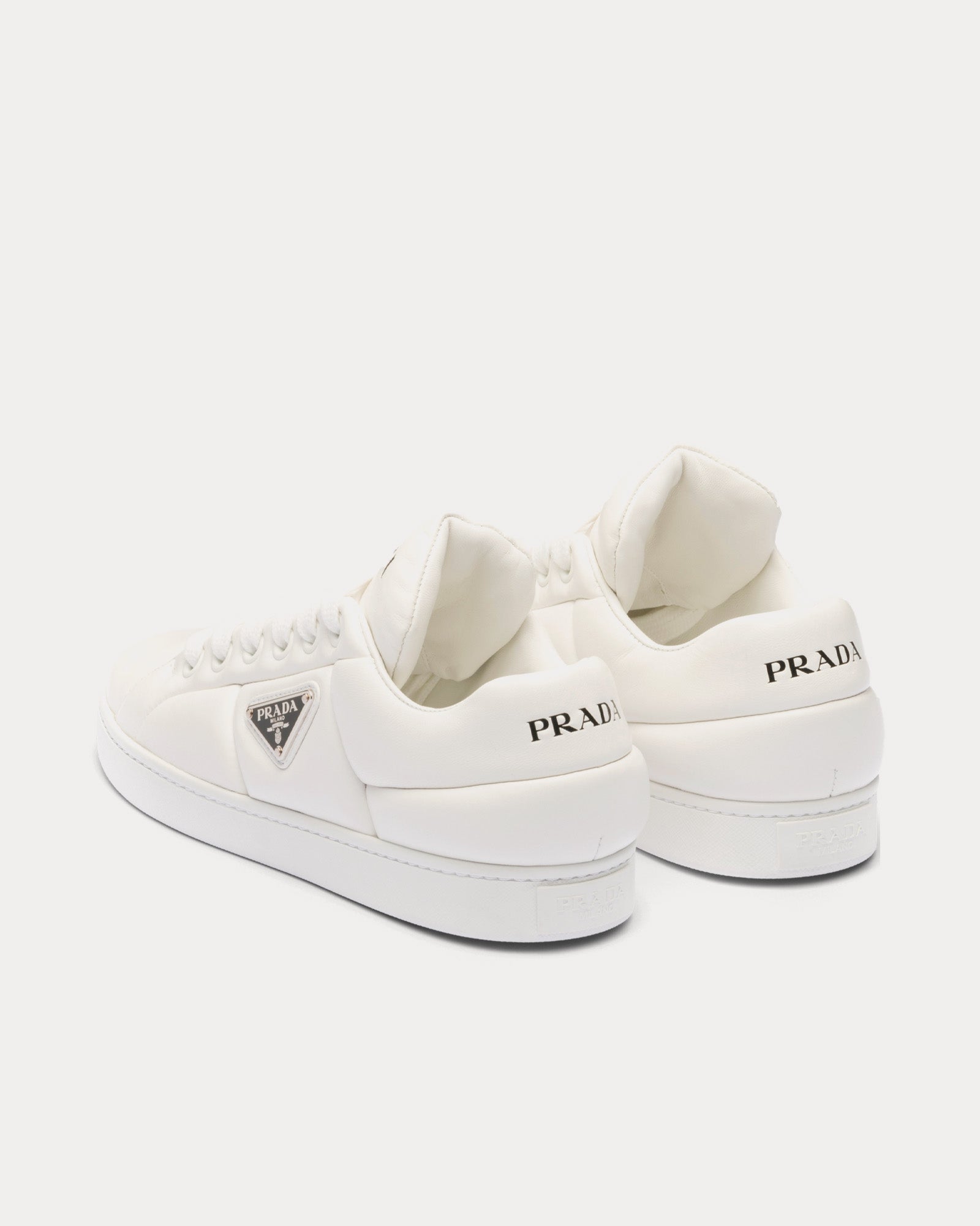 Prada Padded Nappa Leather White Low Top Sneakers - 3