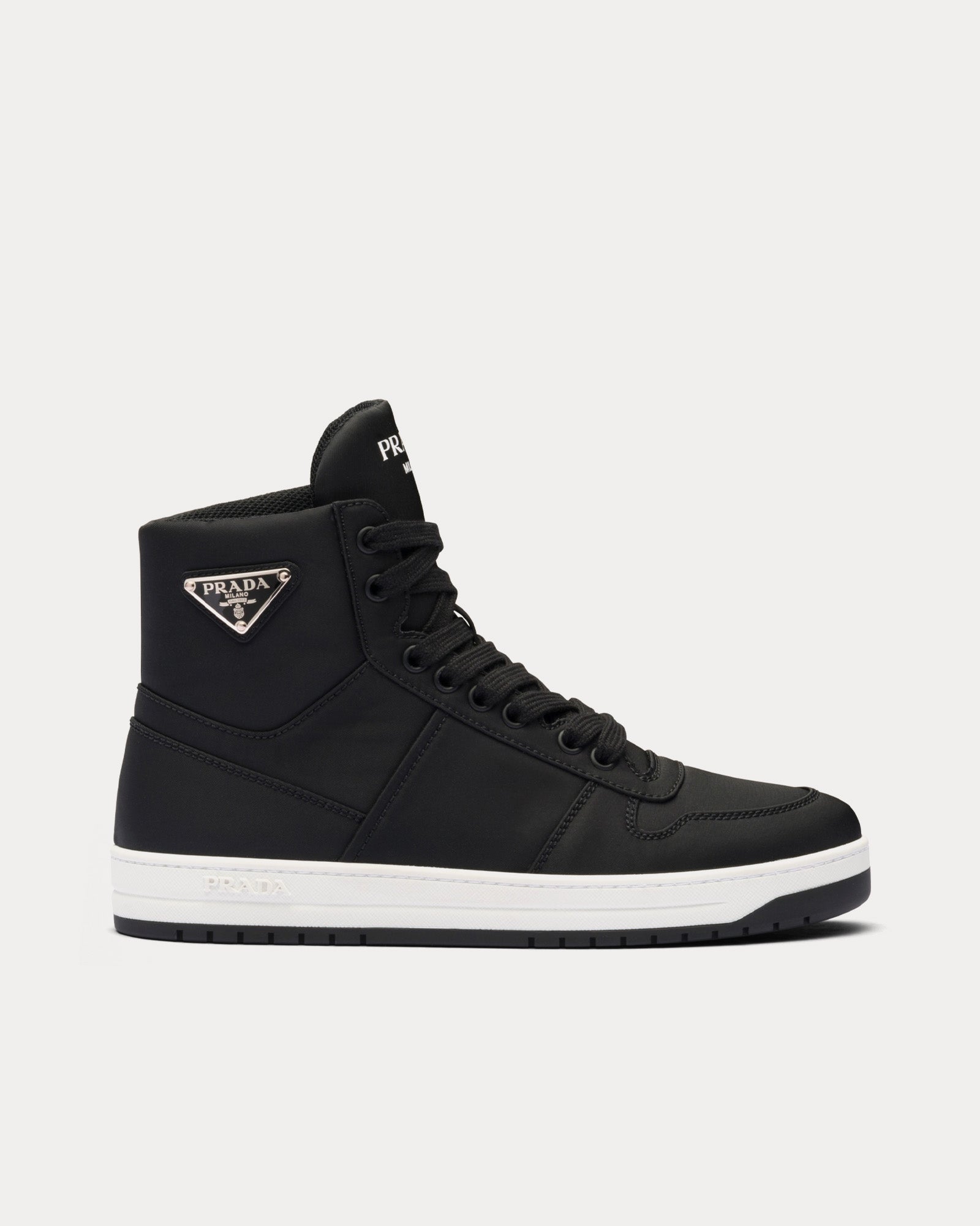 Prada Re-Nylon Gabardine Black High Top Sneakers - 1