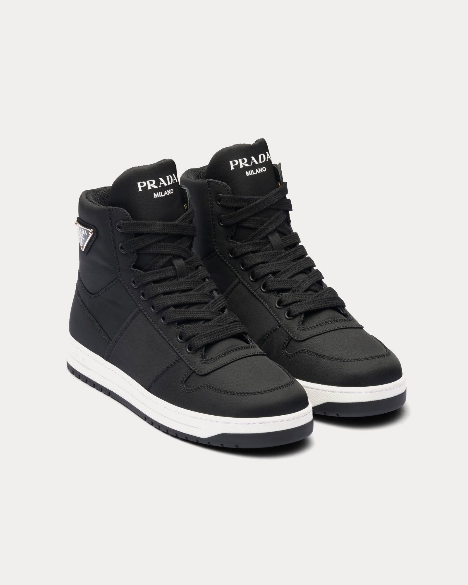 Prada Re-Nylon Gabardine Black High Top Sneakers - 2