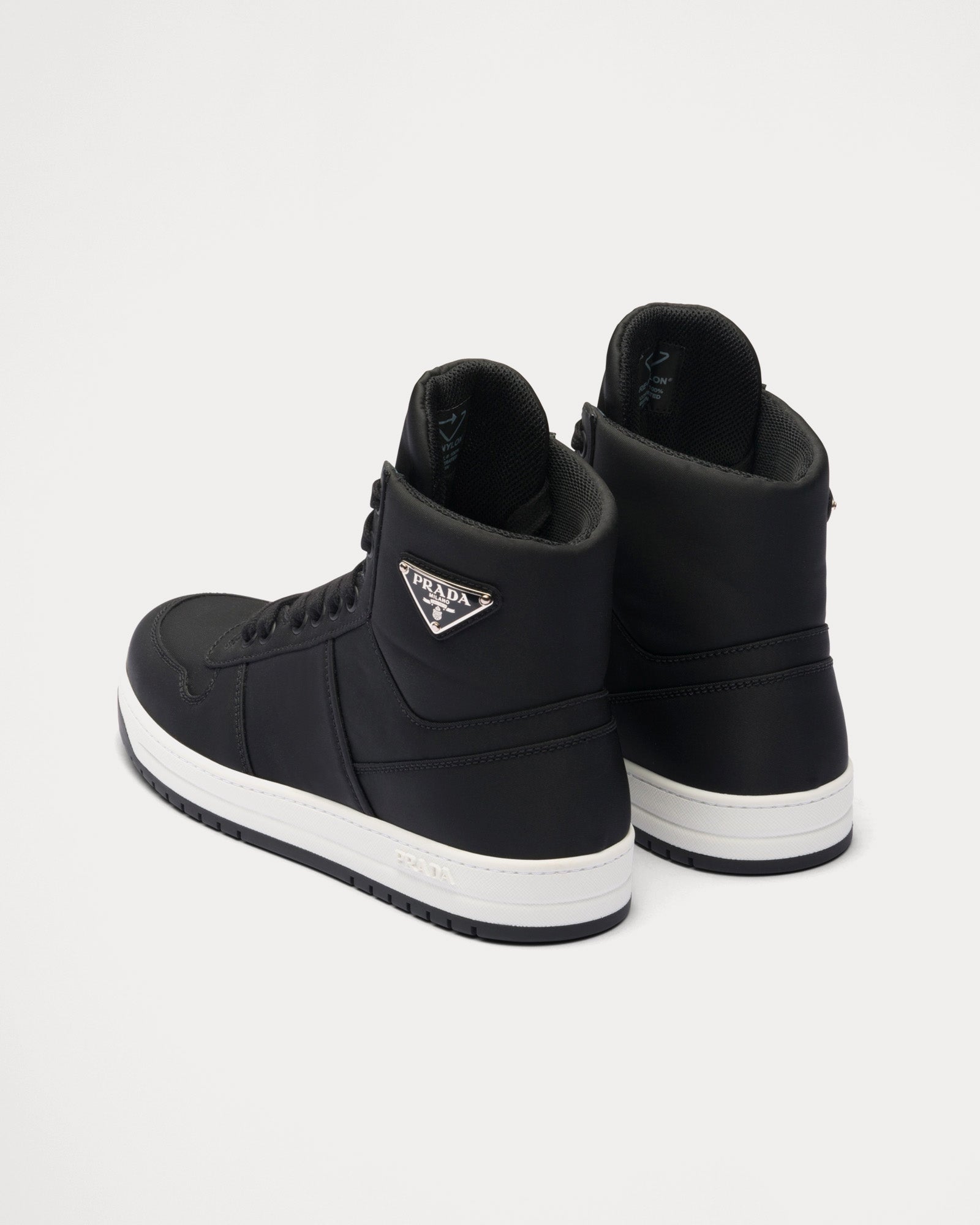 Prada Re-Nylon Gabardine Black High Top Sneakers - 3