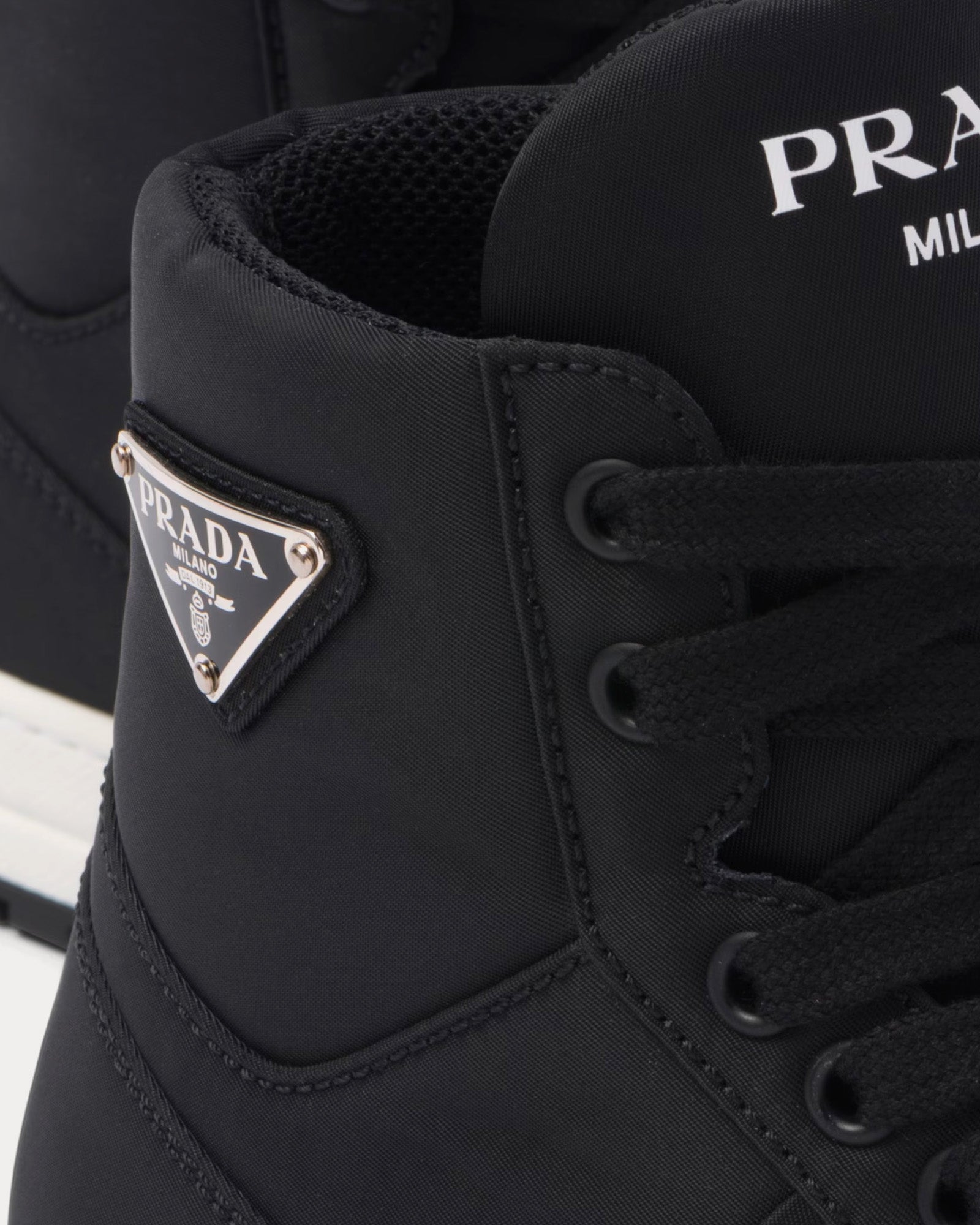 Prada Re-Nylon Gabardine Black High Top Sneakers - 4