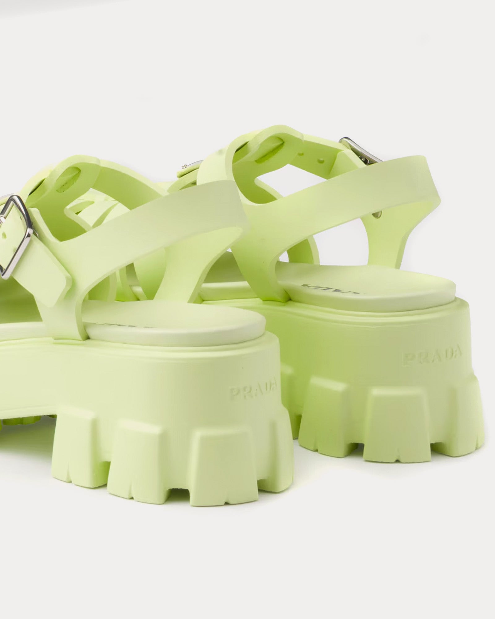 Prada Rubber Monolith Pistachio Green Sandals - 2