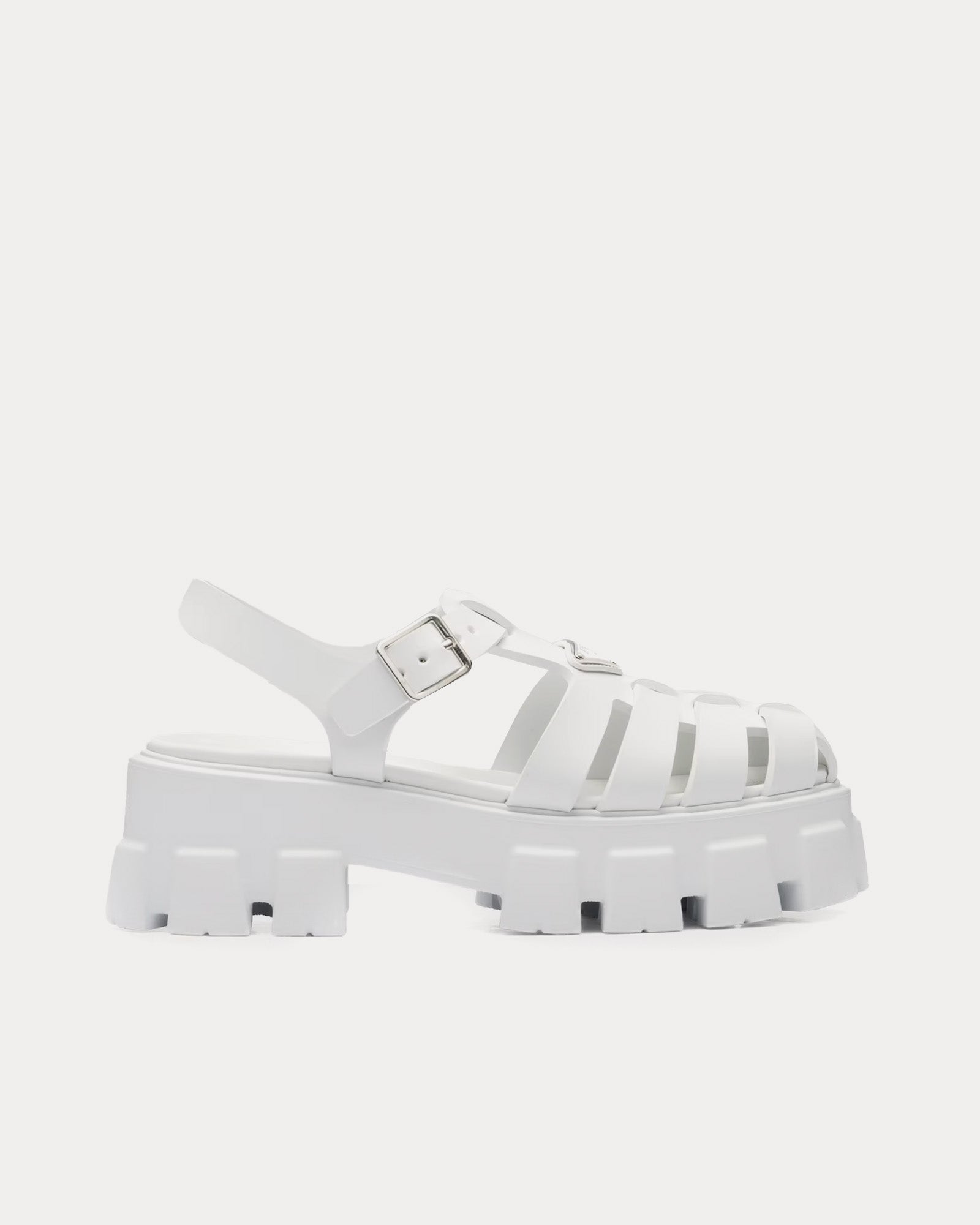 Prada Rubber Monolith White Sandals - 1