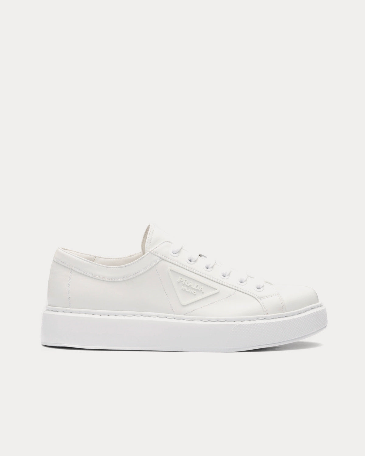 Prada Soft Calf Leather White Low Top Sneakers - 1