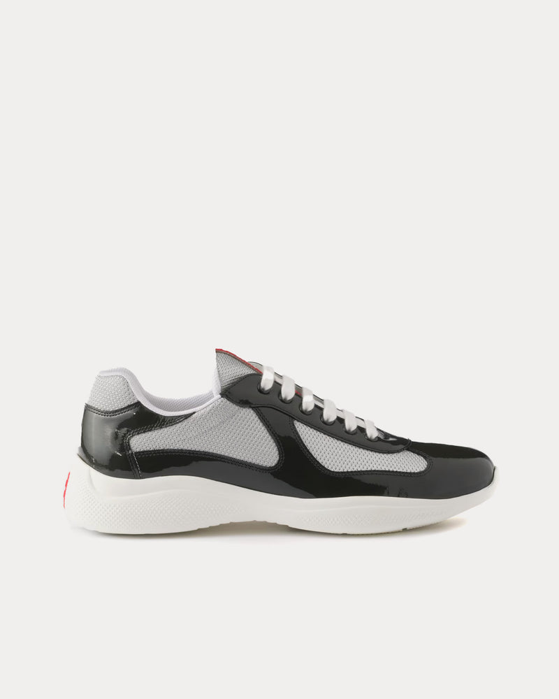 Prada America's Cup Patent Leather Anthracite Grey / Silver Low Top Sneakers - 1