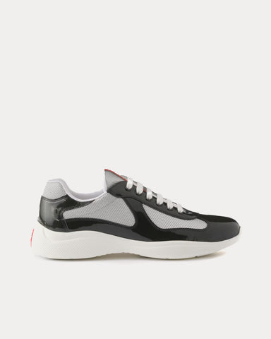 Prada America's Cup Patent Leather Anthracite Grey / Silver Low Top Sneakers