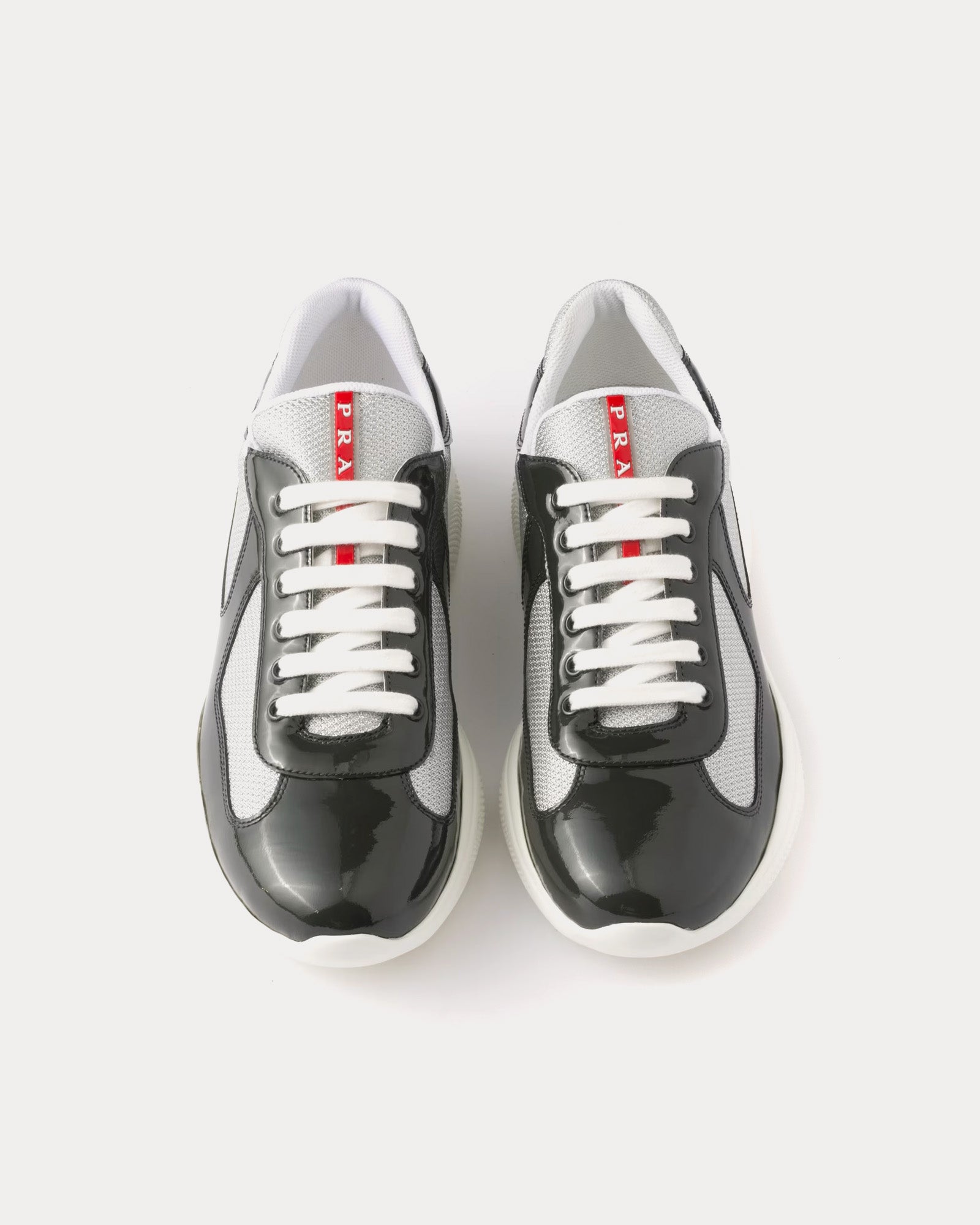 Prada America's Cup Patent Leather Anthracite Grey / Silver Low Top Sneakers - 2