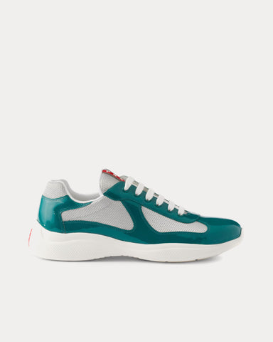 Prada America's Cup Patent Leather Lagoon Blue / Silver Low Top Sneakers