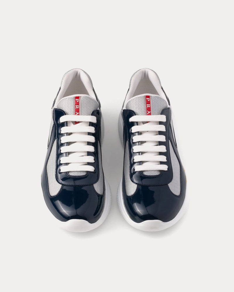 Prada America's Cup Patent Leather & Technical Fabric Royal Blue / Silver Low Top Sneakers - 2