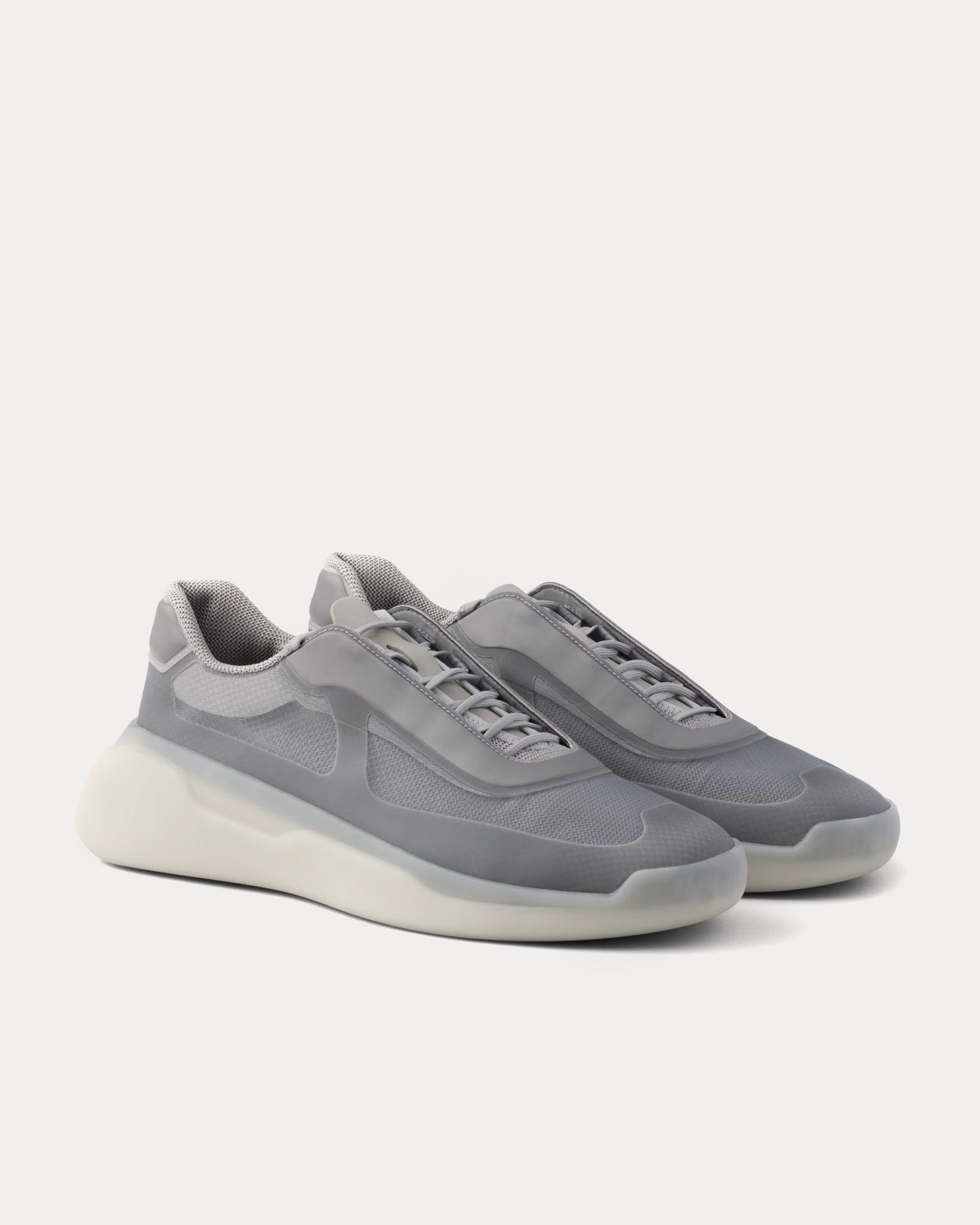 Prada America's Cup Re-Nylon & Bike Fabric Grey Low Top Sneakers - 3