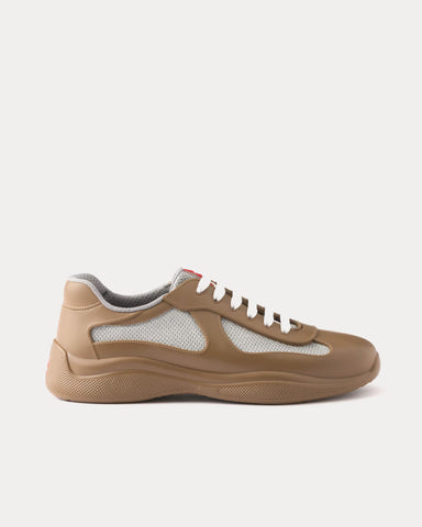 Prada America's Cup Soft Rubber & Bike Fabric Mocha Low Top Sneakers