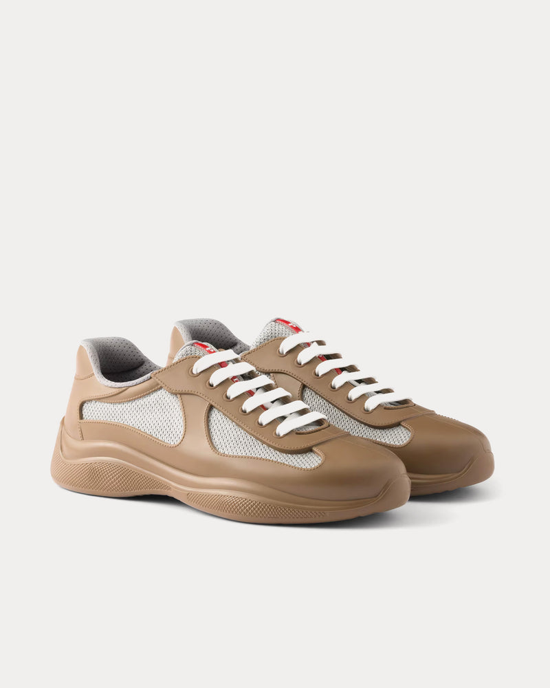 Prada America's Cup Soft Rubber & Bike Fabric Mocha Low Top Sneakers - 3