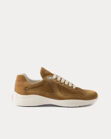 Prada America's Cup Suede Cinnamon Low Top Sneakers