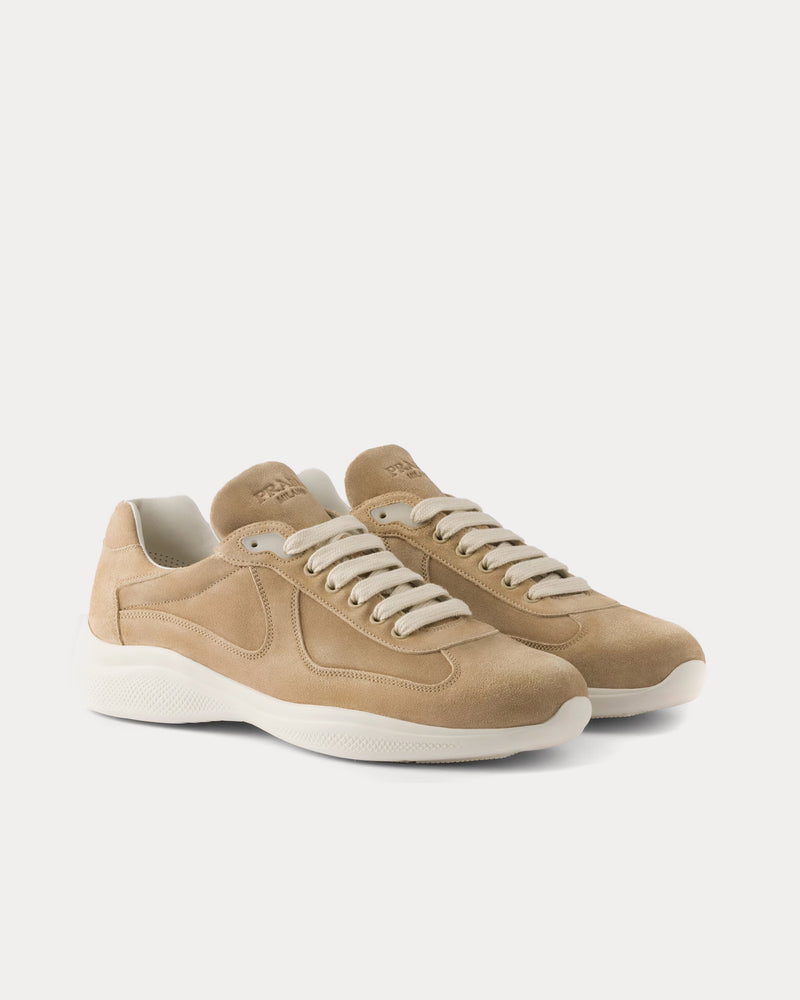 Prada America's Cup Suede Ecru Low Top Sneakers - 3