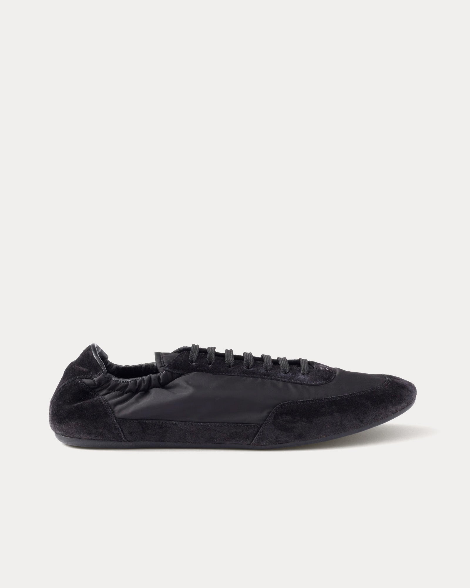 Prada Collapse Re-Nylon & Suede Black Low Top Sneakers - 1