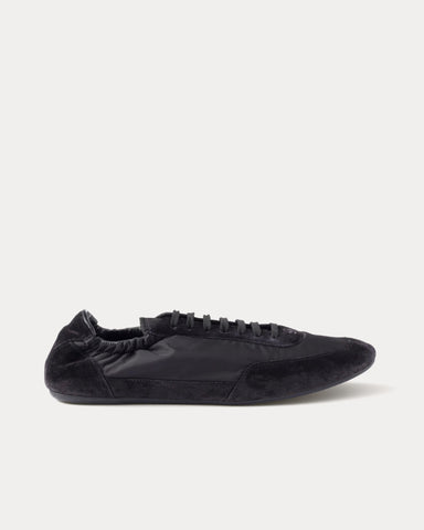 Prada Collapse Re-Nylon & Suede Black Low Top Sneakers