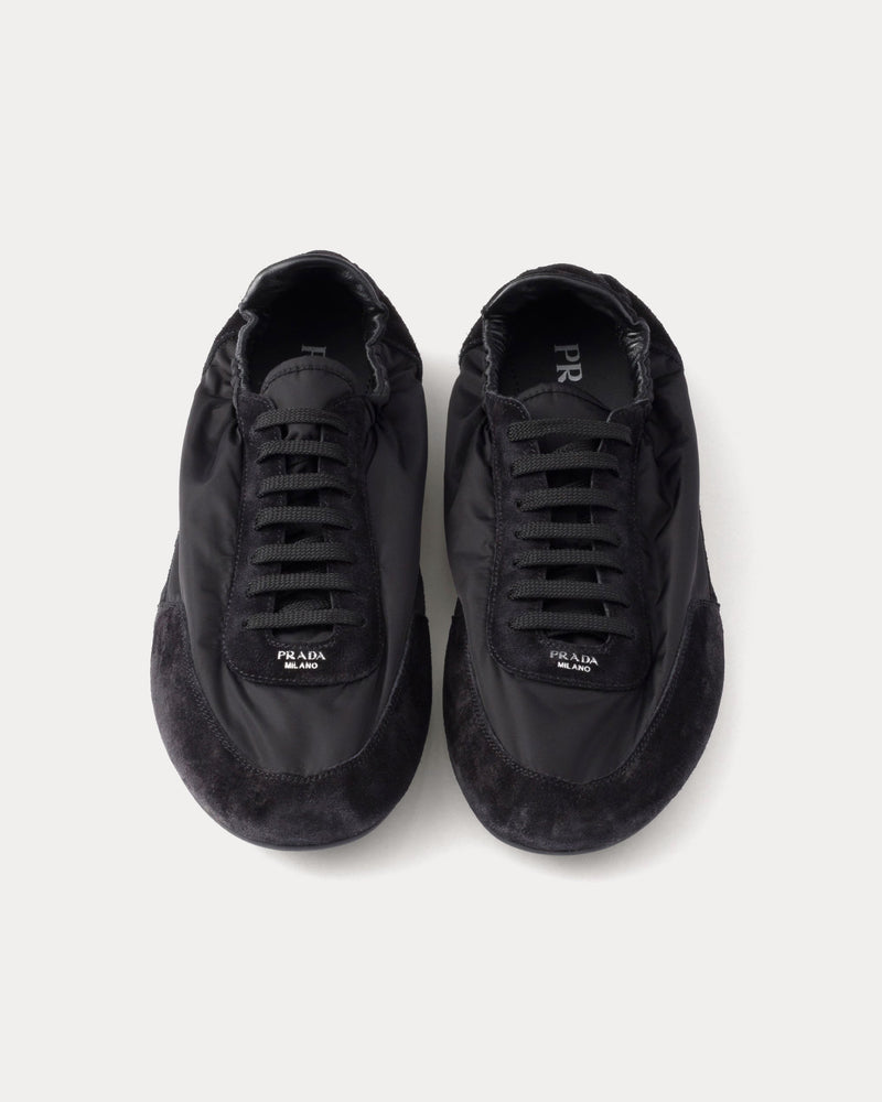 Prada Collapse Re-Nylon & Suede Black Low Top Sneakers - 2