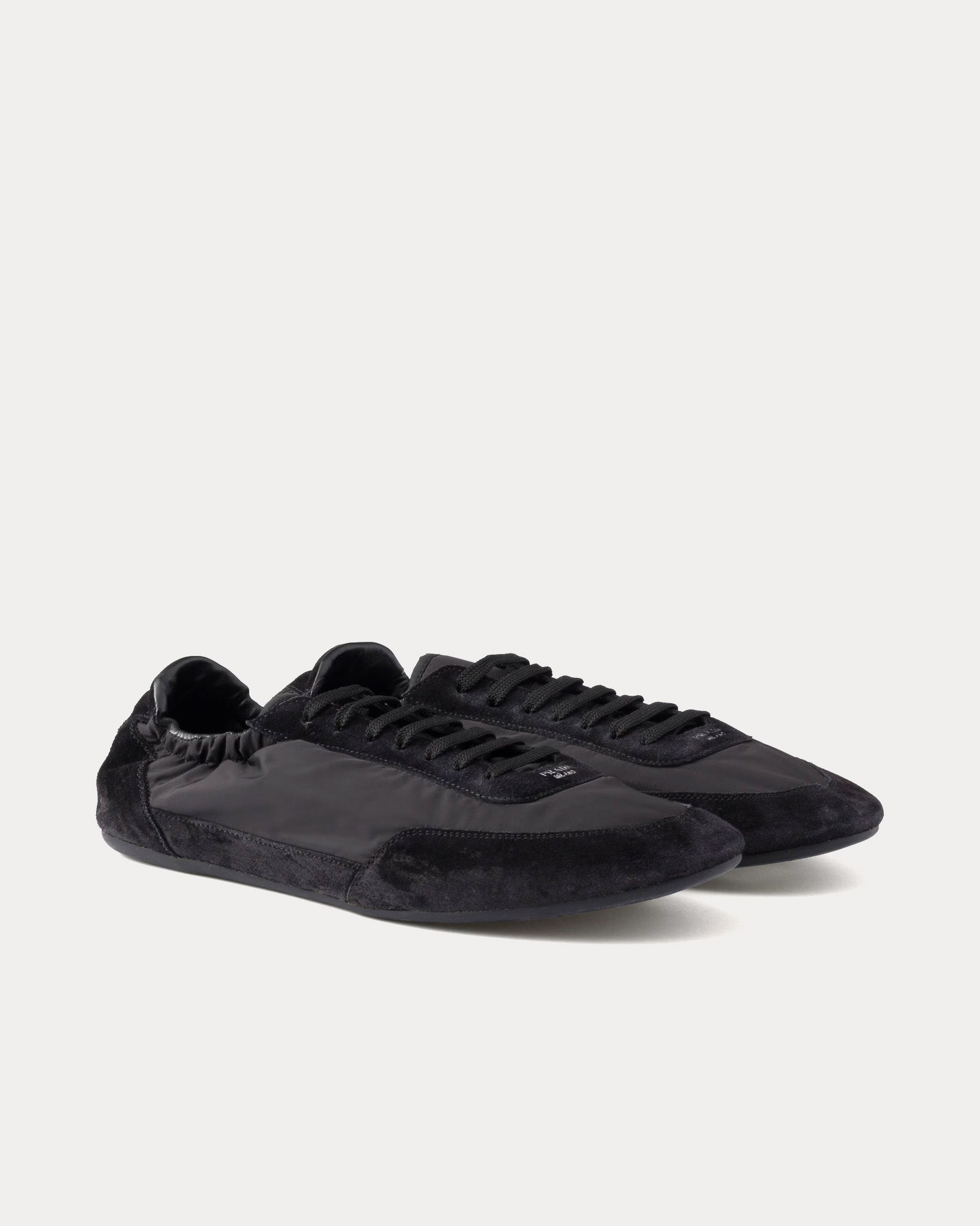 Prada Collapse Re-Nylon & Suede Black Low Top Sneakers - 3