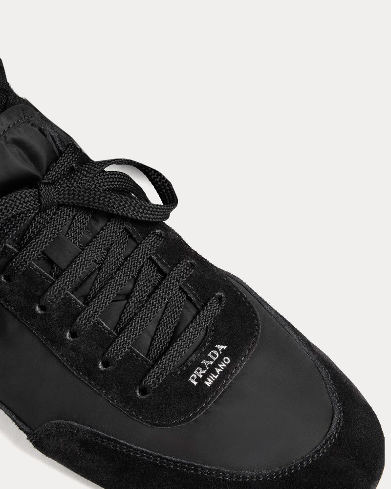 Prada Collapse Re-Nylon & Suede Black Low Top Sneakers - 4