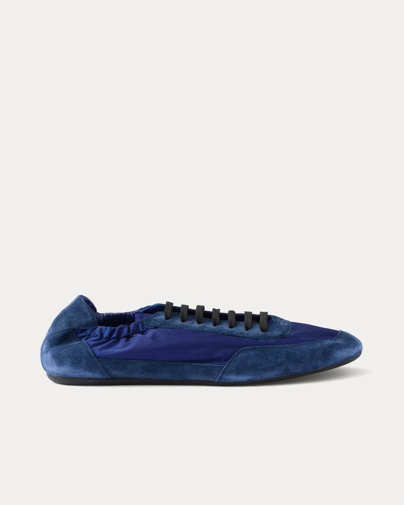 Prada Collapse Re-Nylon & Suede Bluette Low Top Sneakers - 1