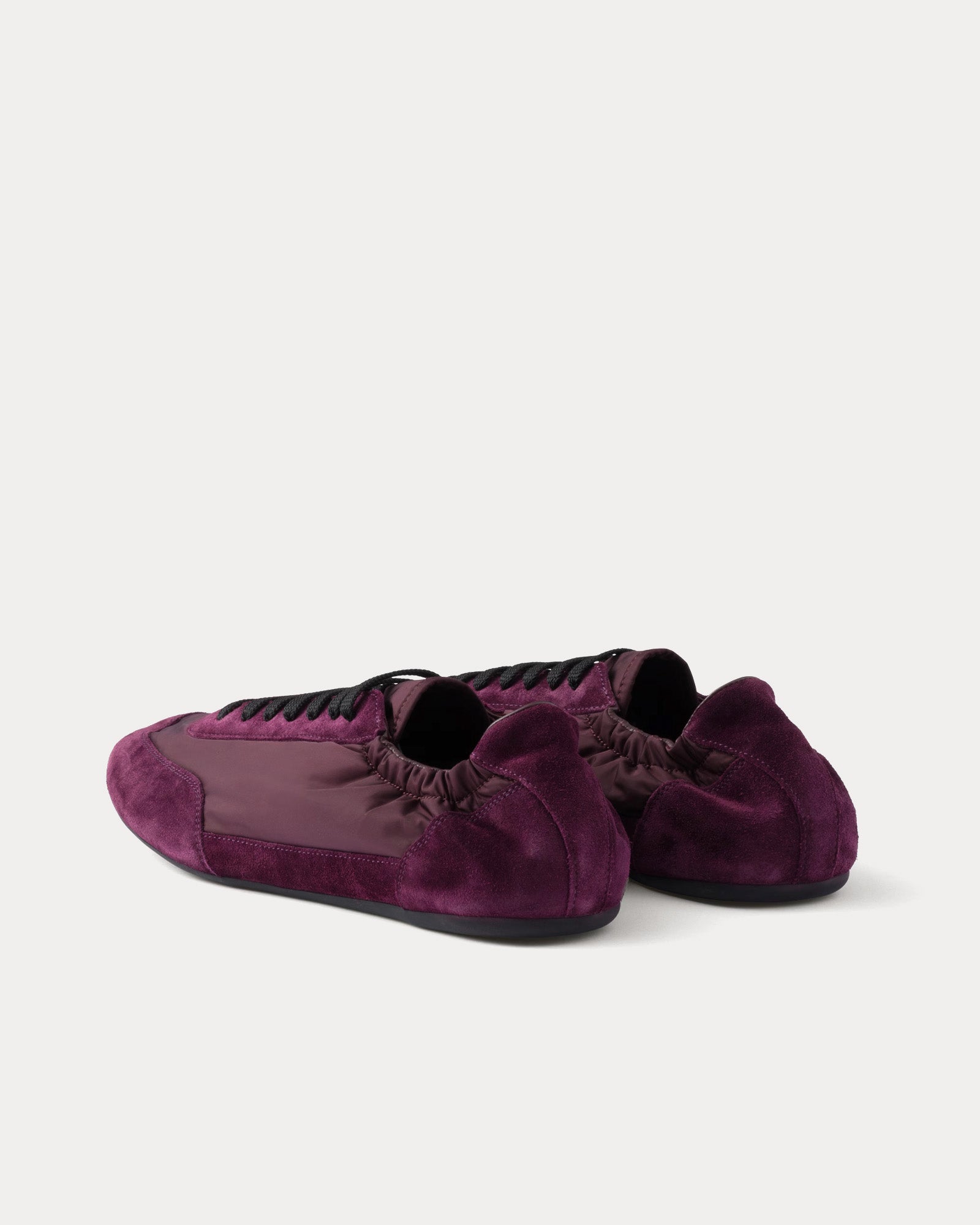 Prada Collapse Re-Nylon & Suede Burgundy Low Top Sneakers - 3