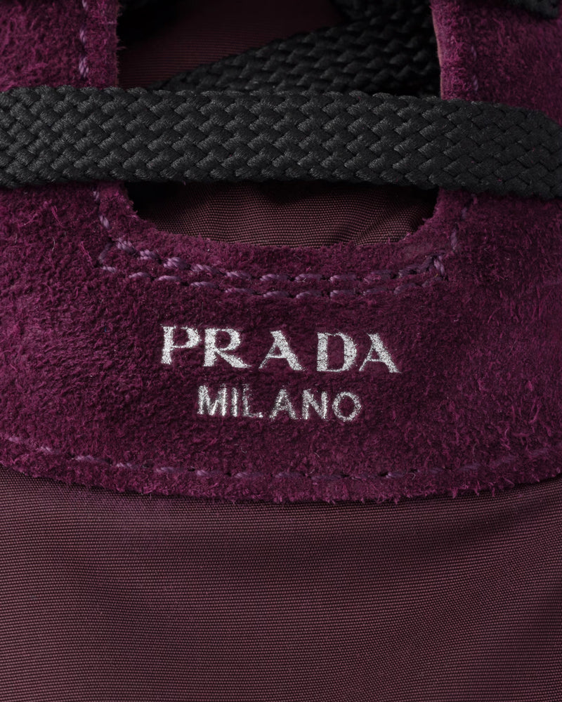 Prada Collapse Re-Nylon & Suede Burgundy Low Top Sneakers - 4